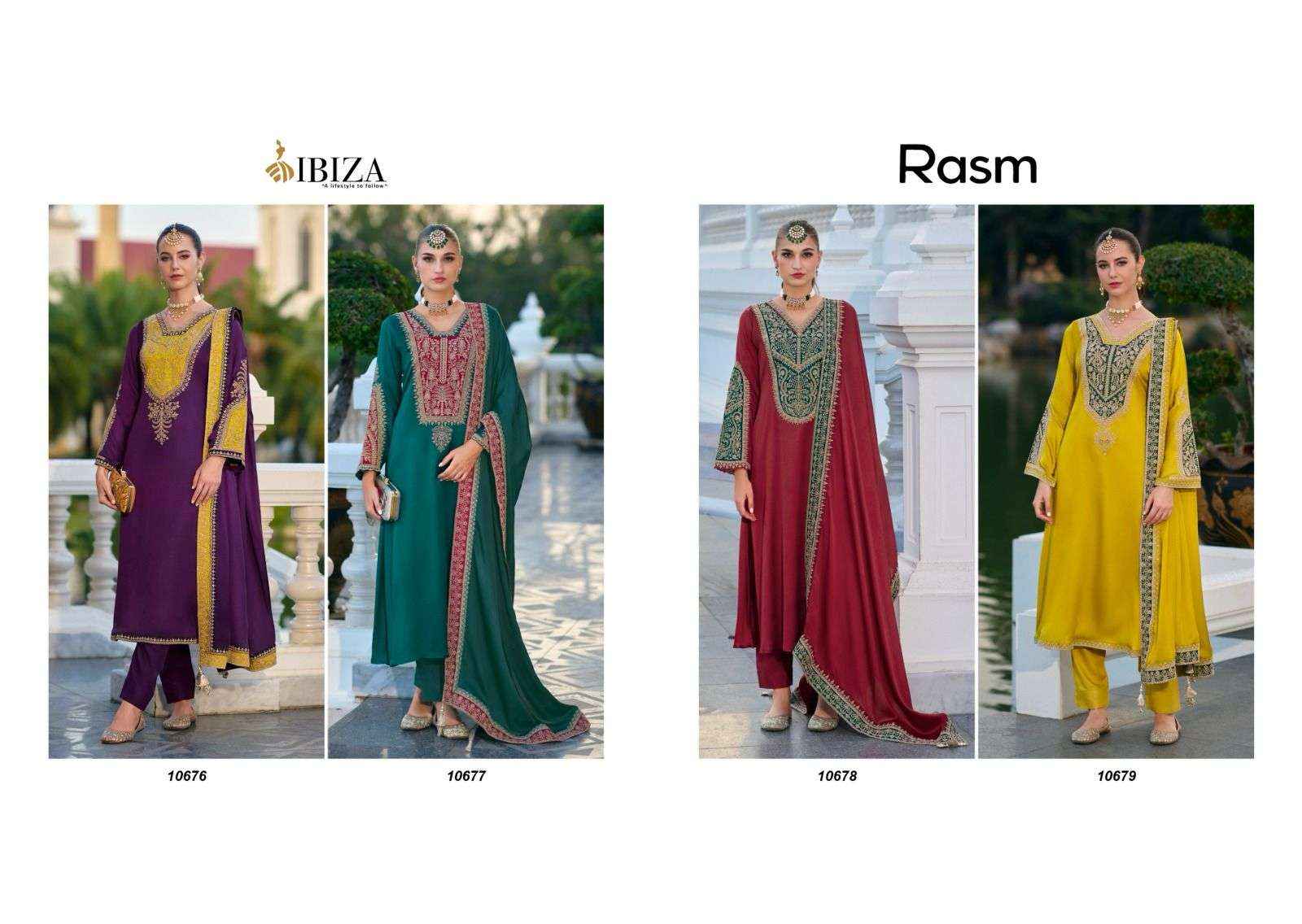Ibiza Rasm Partywear Style Pure Gaji Silk Designer Suit Wholesale Rate ( 4 Pcs Catalog )