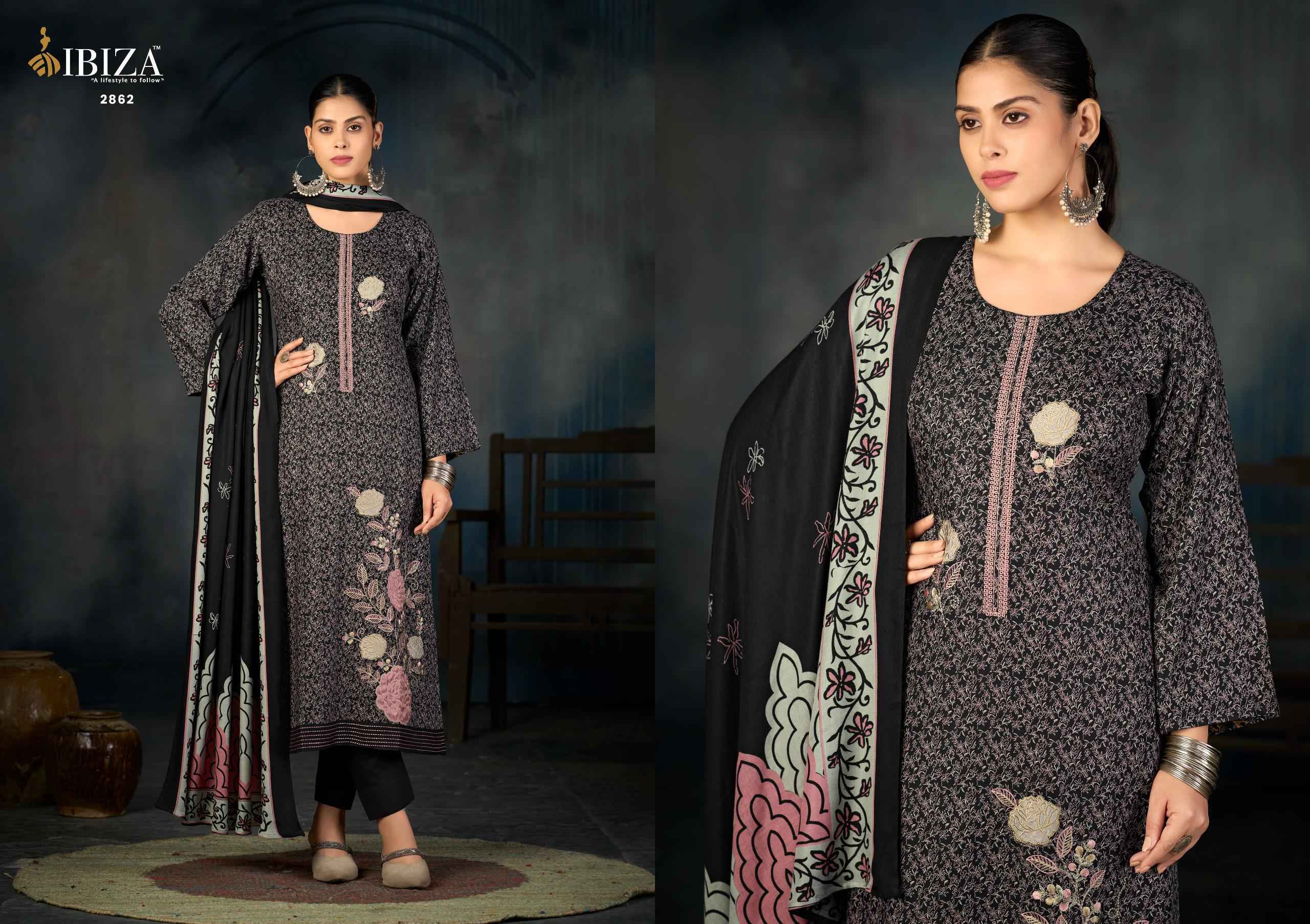 Ibiza Virasat Viscouse Pashmina Salwar Kameez Wholesale Rate ( 4 Pcs Catalog )