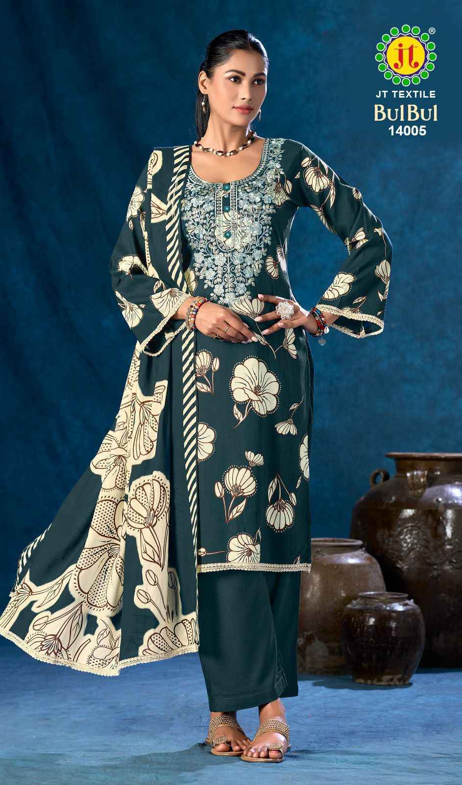 Jt Bulbul Vol 14 Rayon Ladies dress material wholesale market in Surat (  5 pcs Catalogue )