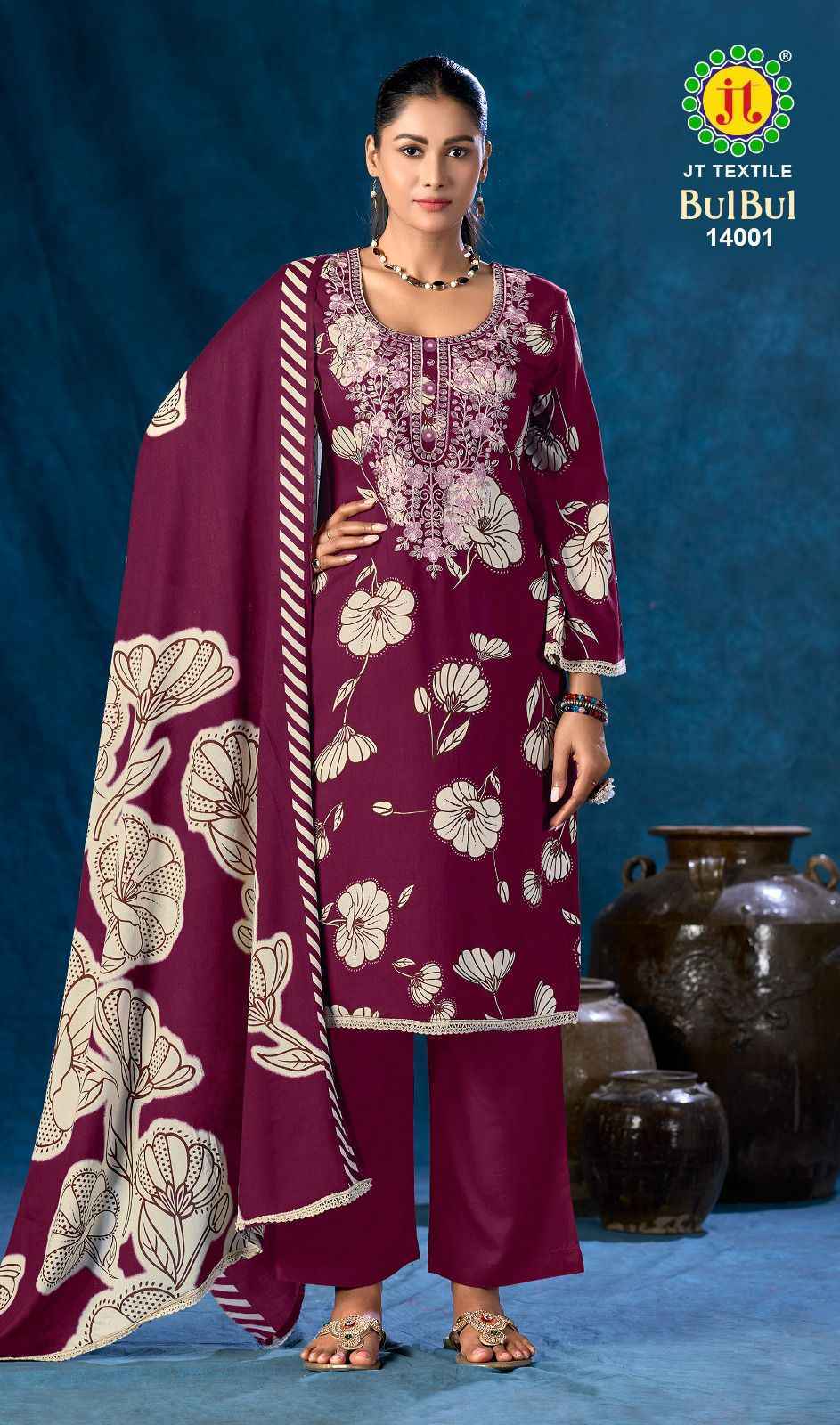 Jt Bulbul Vol 14 Rayon Ladies dress material wholesale market in Surat (  5 pcs Catalogue )