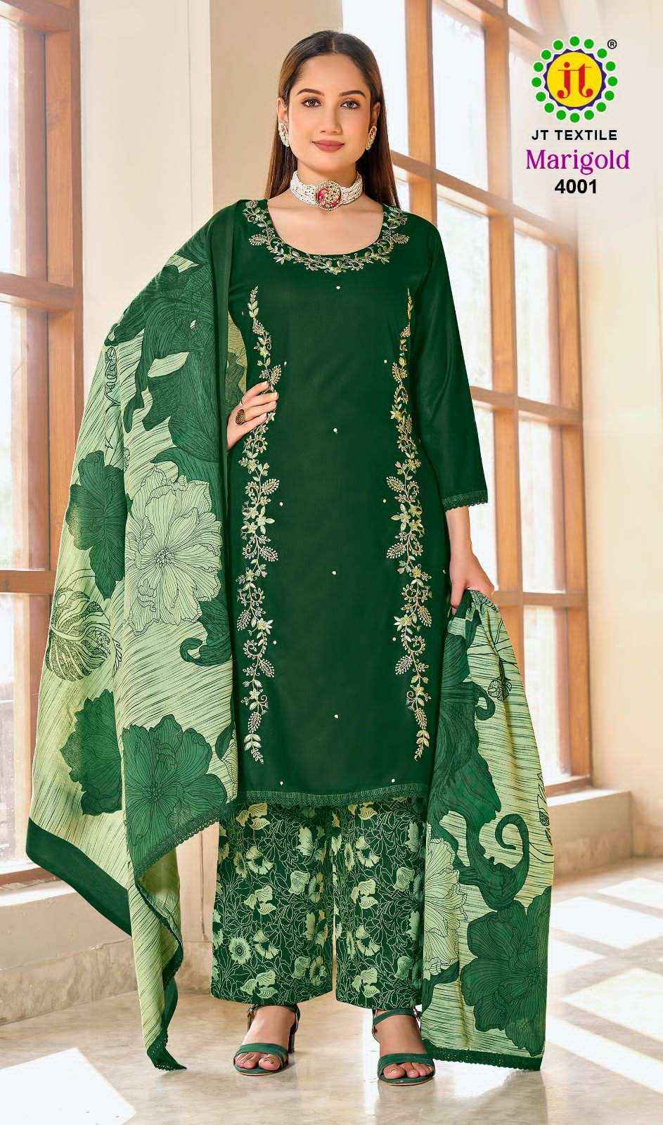 Jt Marigold Vol 4 Fancy Rayon Dress Material Surat Wholesale Online Shop ( 5 Pcs Catalog )