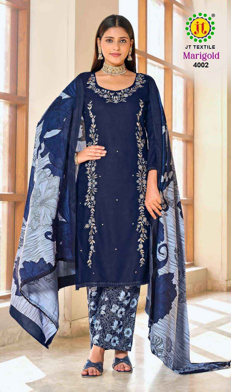 Jt Marigold Vol 4 Fancy Rayon Dress Material Surat Wholesale Online Shop ( 5 Pcs Catalog )