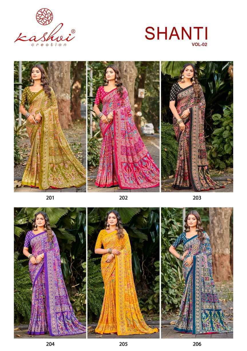 Kashvi Shanti Vol 2 Moss Foil Saree Wholesale Rate ( 8 Pcs Catalog )