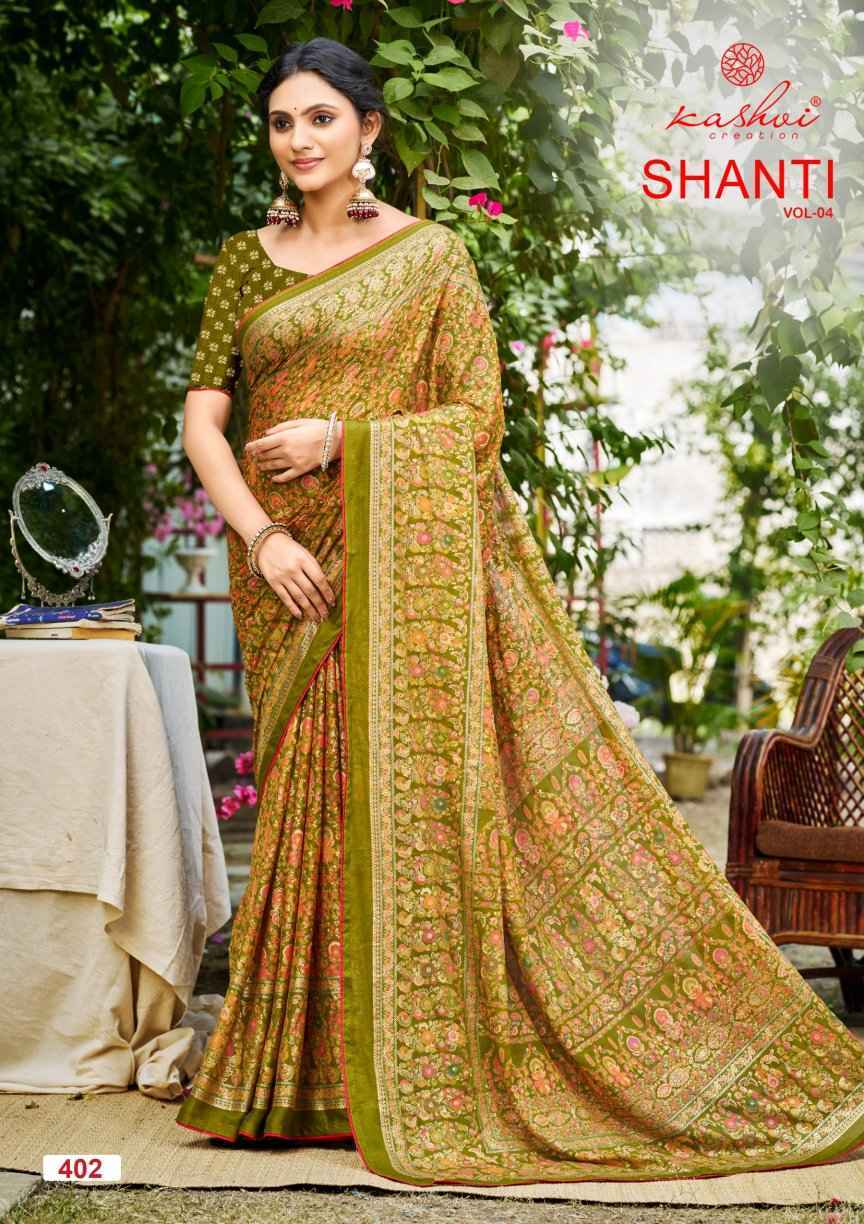 Kashvi Shanti Vol 4 Moss Foil Saree Wholesale Rate ( 8 Pcs Catalog )