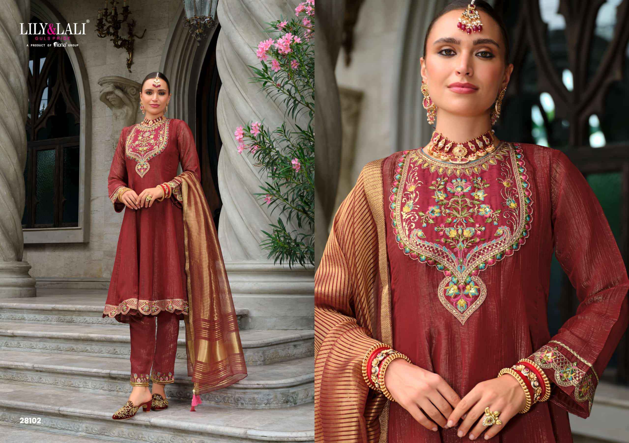 Lily And Lali Karwa Anarkali 2025 Edition Readymade Designer 3 Piece Suit Wholesale Rate ( 4 Pcs Catalog )