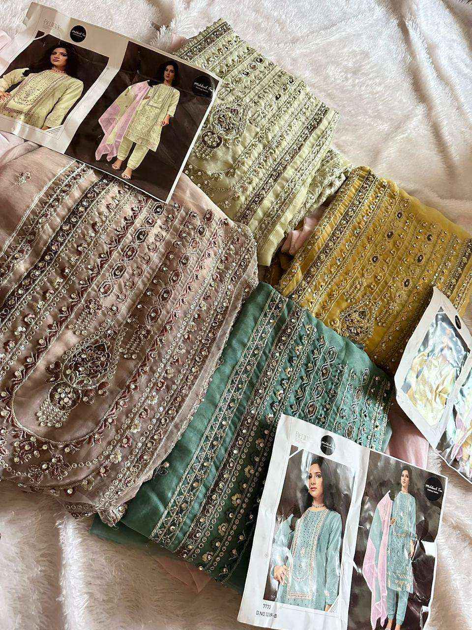 MEHBOOB TEX DESIGN NO - 1239 ABCD GEORGETTE HEAVY EMBROIDERED HAND WORK PAKISTANI SUIT
