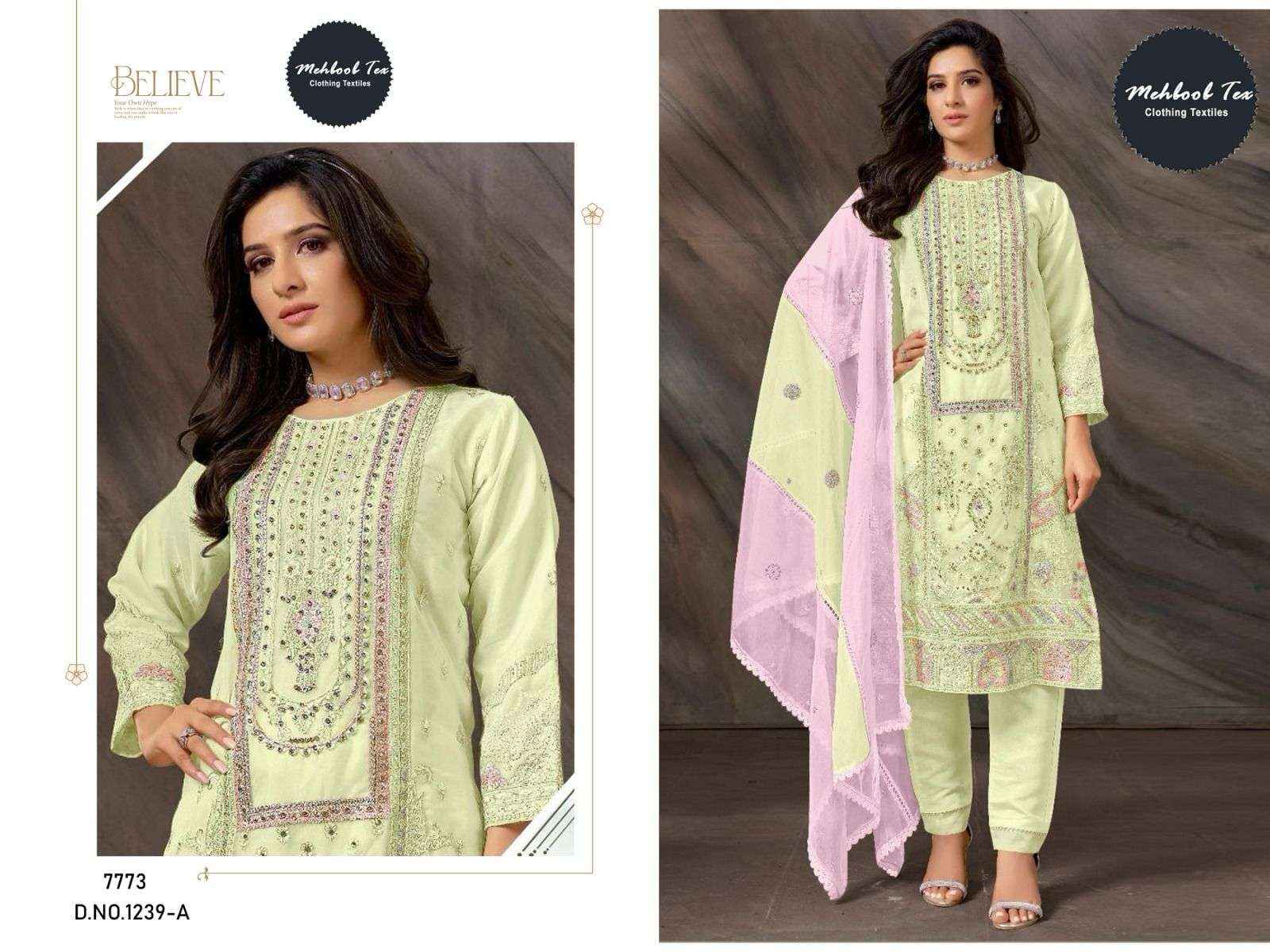 MEHBOOB TEX DESIGN NO - 1239 ABCD GEORGETTE HEAVY EMBROIDERED HAND WORK PAKISTANI SUIT