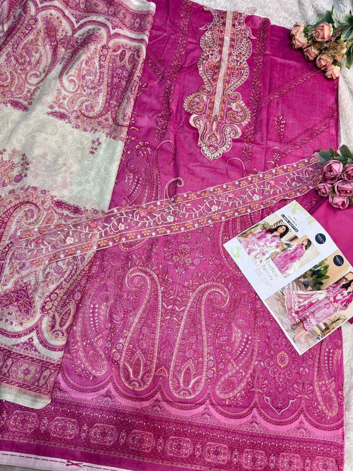 MEHBOOB TEX DESIGN NO - 1688 AB PURE COTTON PRINT EMBROIDERED WORK PATCH PAKISTANI SUIT