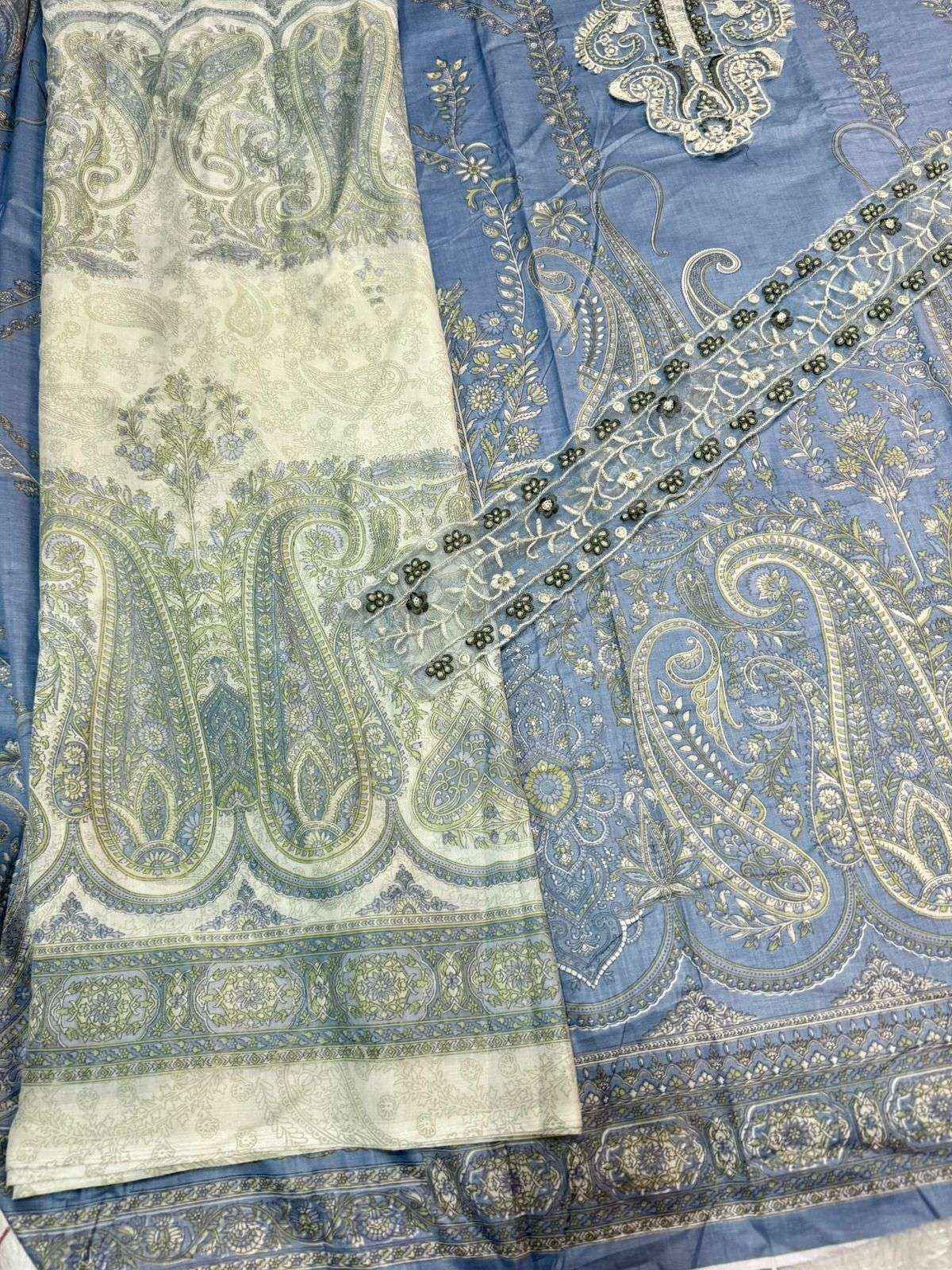 MEHBOOB TEX DESIGN NO - 1688 AB PURE COTTON PRINT EMBROIDERED WORK PATCH PAKISTANI SUIT