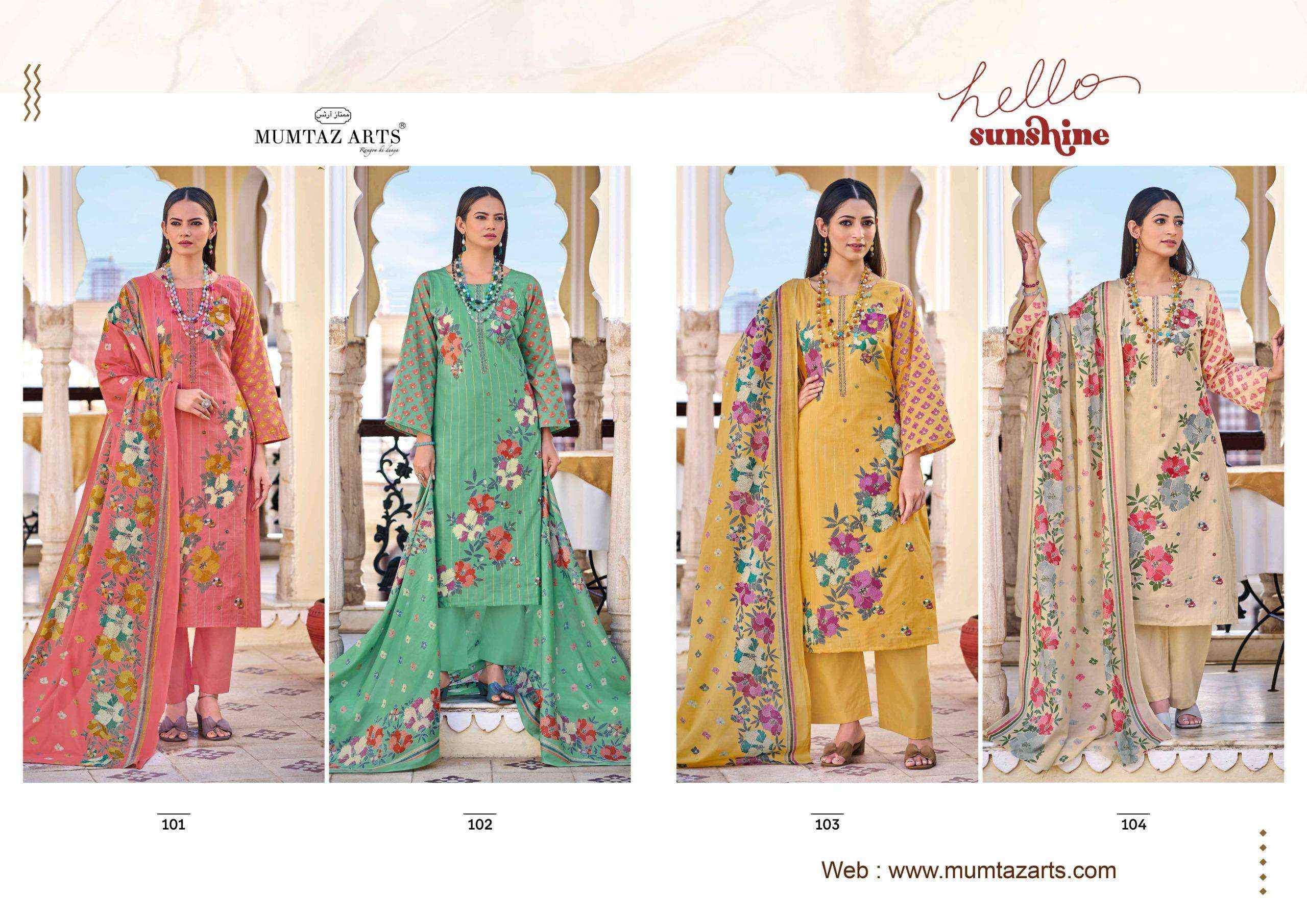 Mumtaz Arts Hello Sunshine Digital Printed Cotton Salwar Kameez Wholesale Rate ( 4 Pcs Catalog )