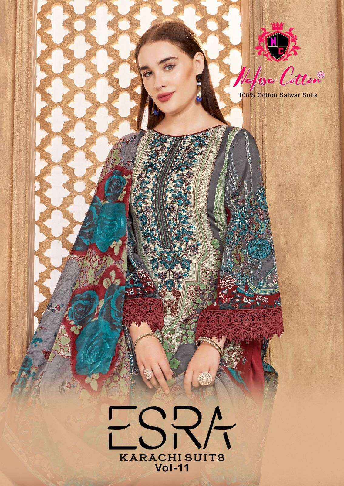 Nafisa Cotton Esra Karachi Vol 11 Cotton Dress Material Surat Textile Bazaar ( 6 Pc Catalog )