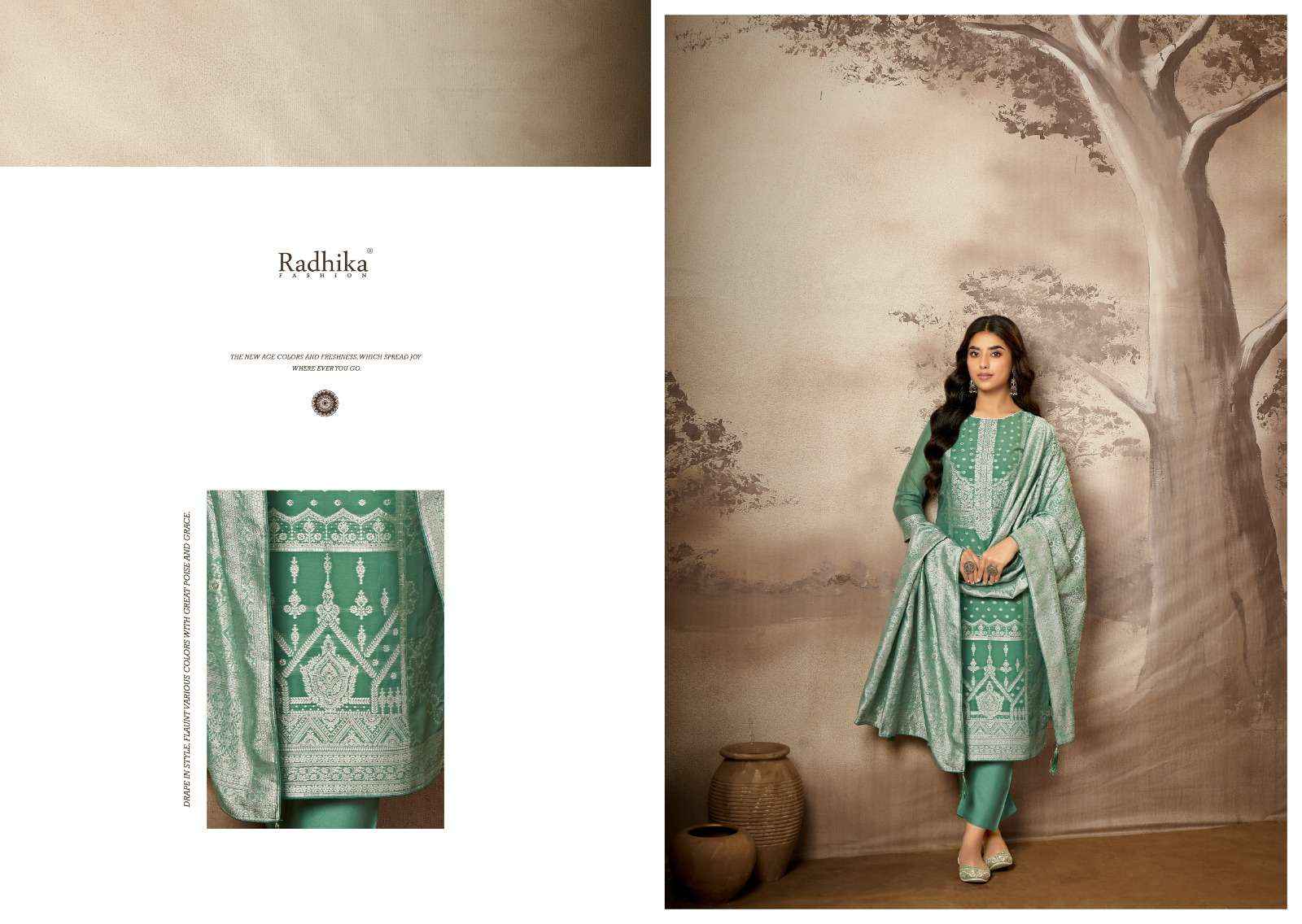 Radhika Azara Banarsi Adha Vol 8 Fancy Cotton Jacquard Suit Wholesale Rate ( 6 Pcs Catalog )
