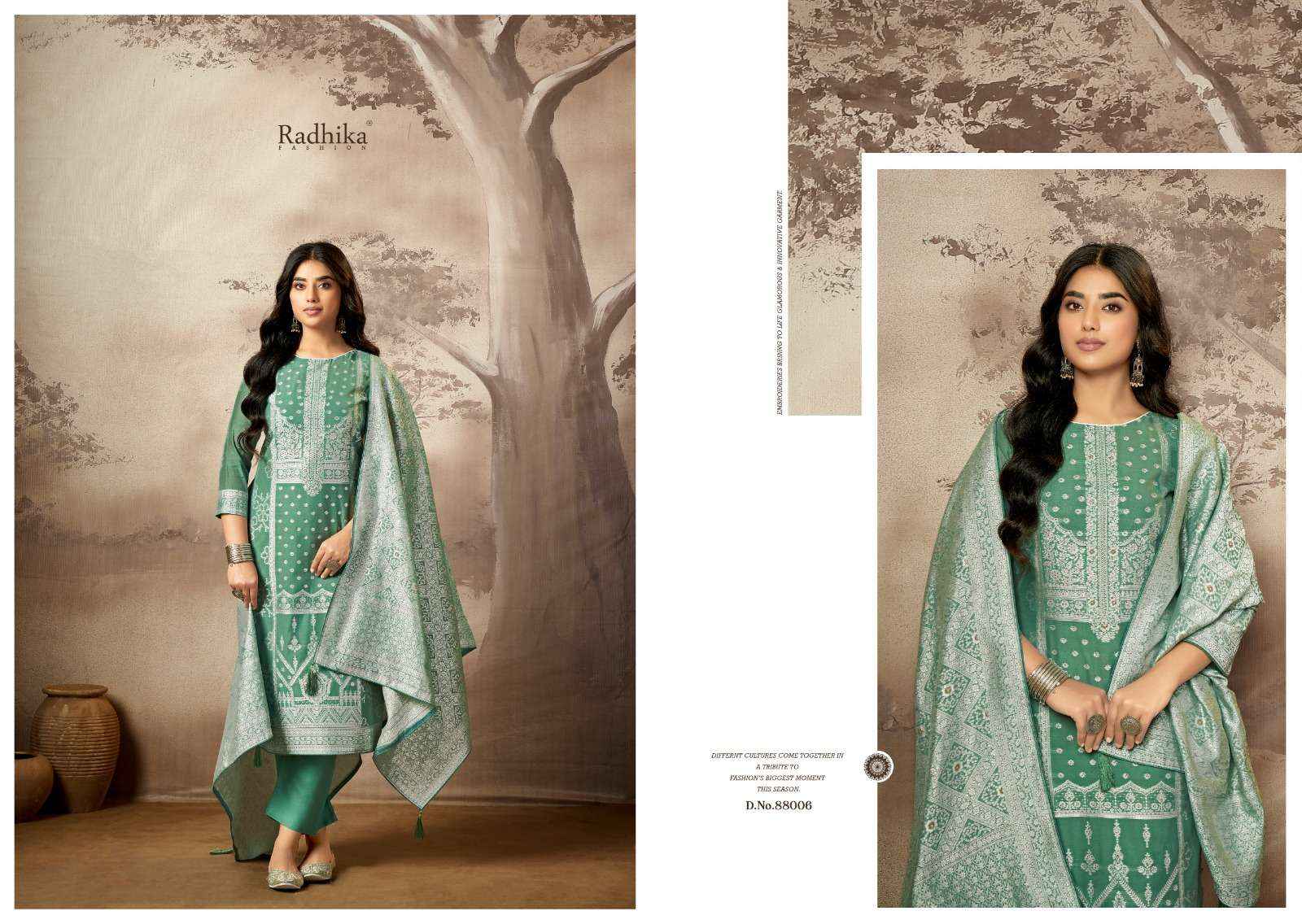 Radhika Azara Banarsi Adha Vol 8 Fancy Cotton Jacquard Suit Wholesale Rate ( 6 Pcs Catalog )