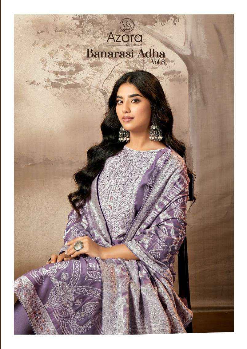 Radhika Azara Banarsi Adha Vol 8 Fancy Cotton Jacquard Suit Wholesale Rate ( 6 Pcs Catalog )