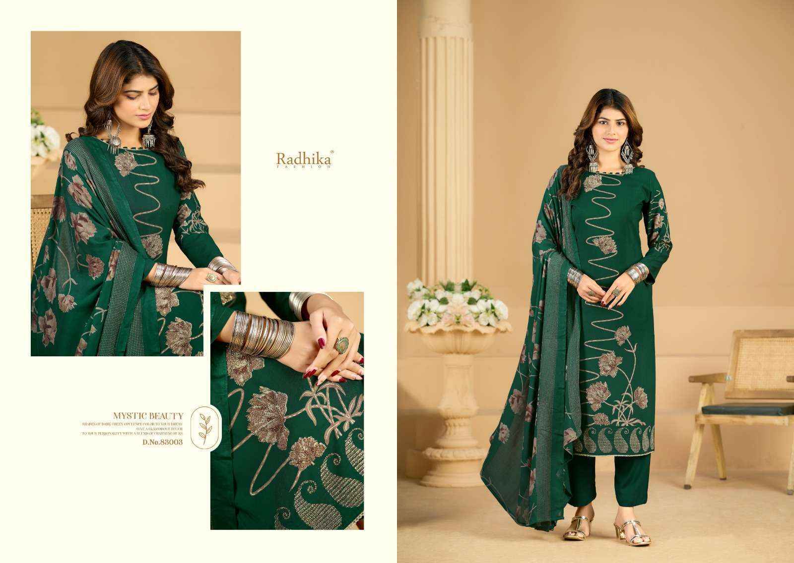 Radhika Fashion Azara Firoza Viscose Rayon Salwar Kameez Wholesale Rate ( 4 Pcs Catalog )