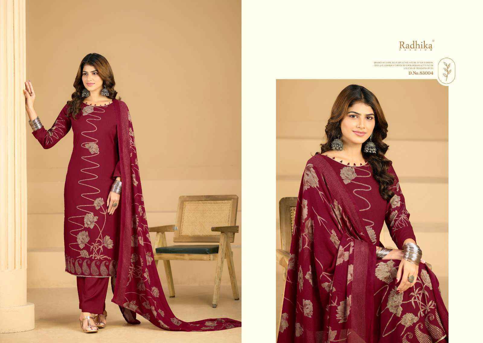Radhika Fashion Azara Firoza Viscose Rayon Salwar Kameez Wholesale Rate ( 4 Pcs Catalog )