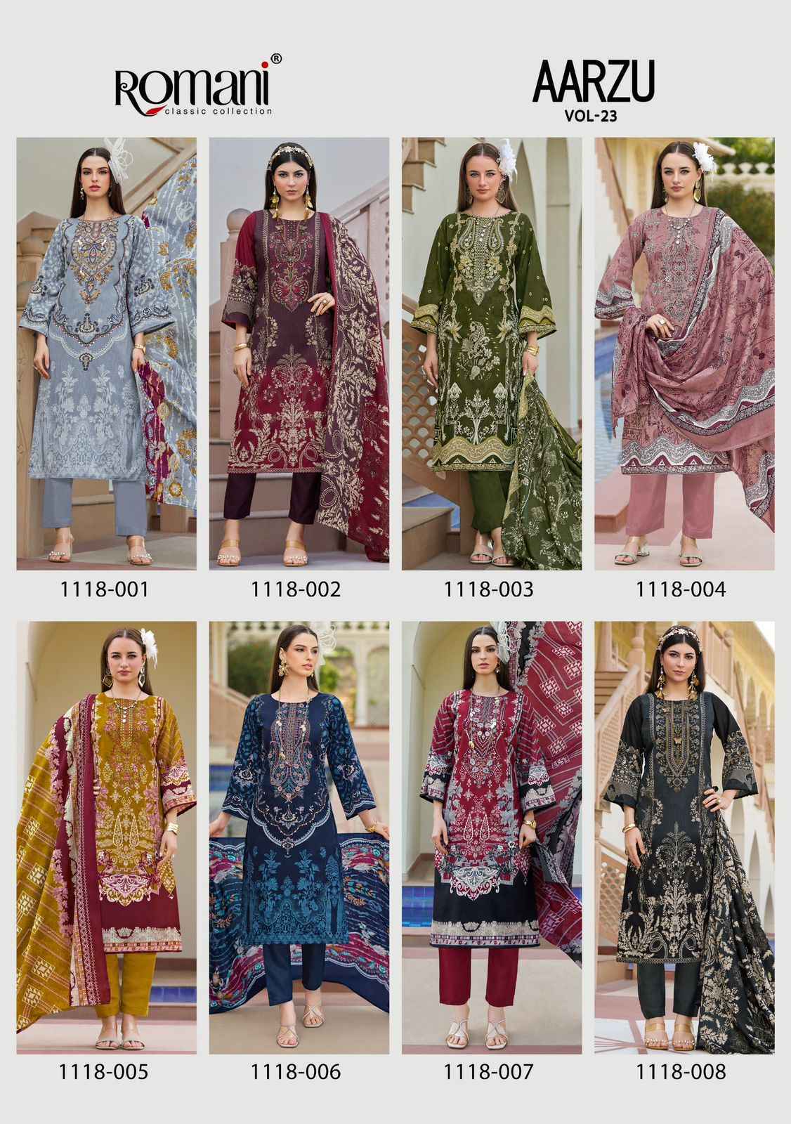 Romani Aarzu Vol 23 Cotton Salwar Kameez Wholesale Rate ( 8 Pcs Catalog )