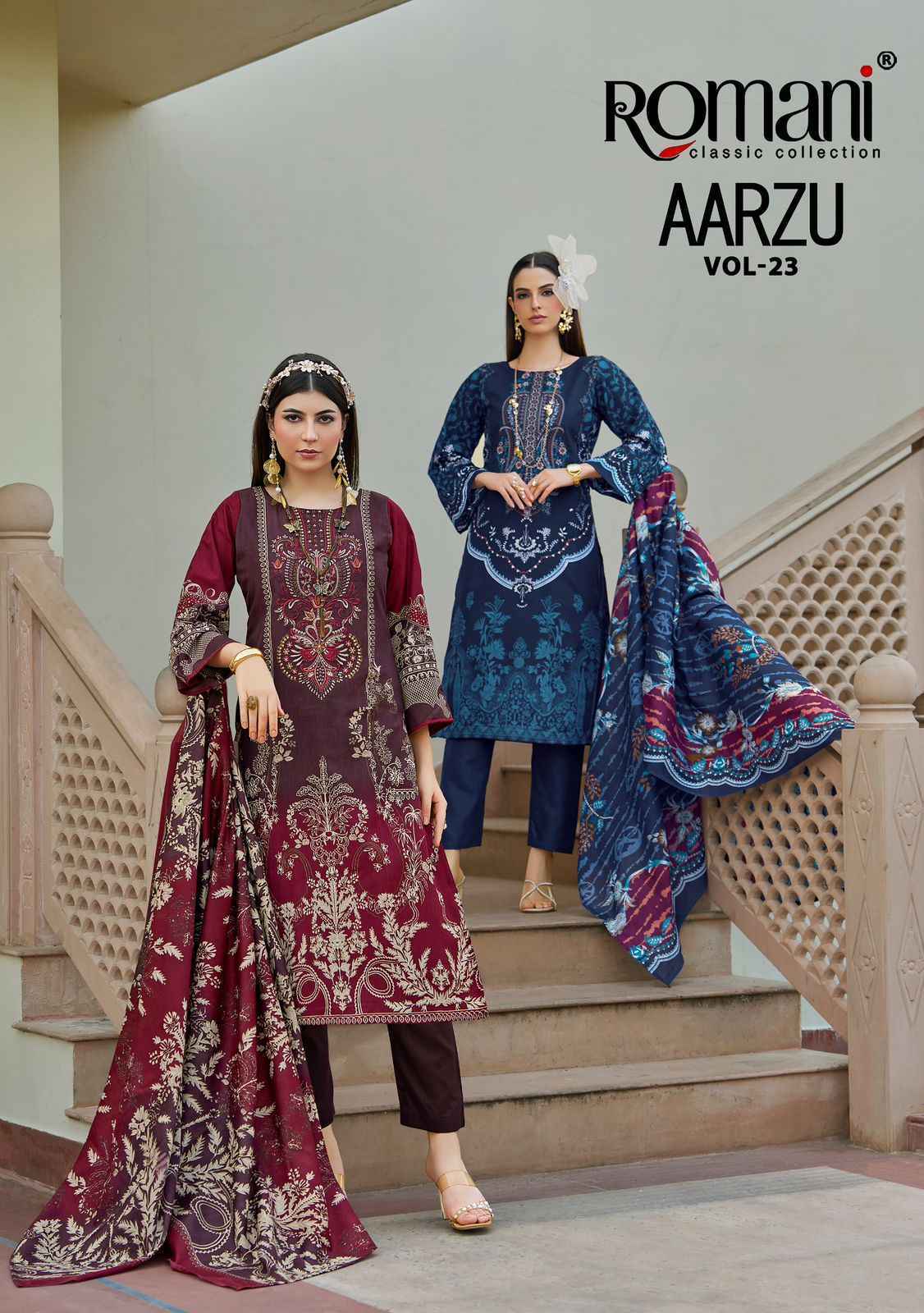 Romani Aarzu Vol 23 Cotton Salwar Kameez Wholesale Rate ( 8 Pcs Catalog )