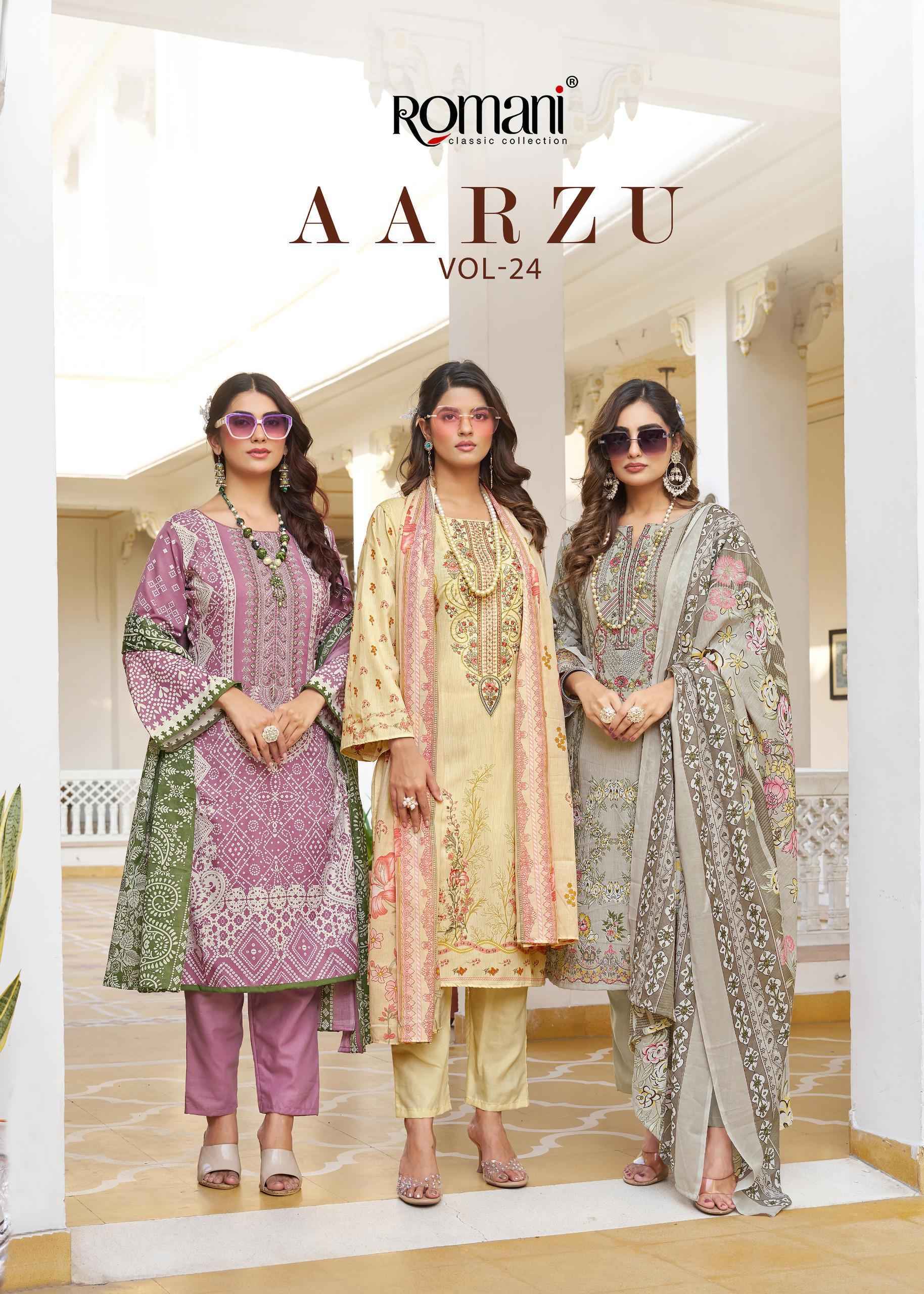 Romani Aarzu Vol 24 Cotton Salwar Kameez Wholesale Rate ( 8 Pcs Catalog )