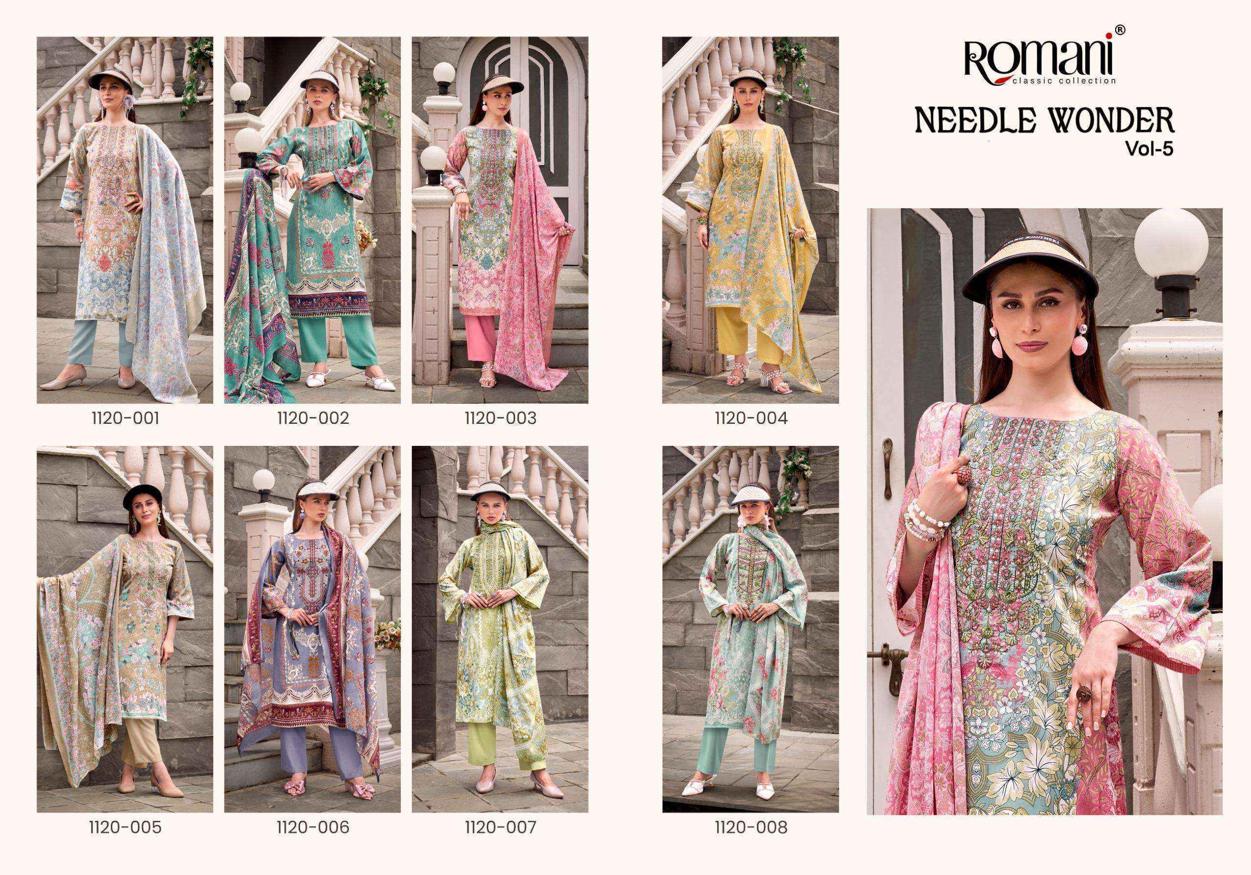 Romani Needle Wonder Vol 5 Cotton Salwar Kameez Wholesale Rate ( 8 Pcs Catalog )