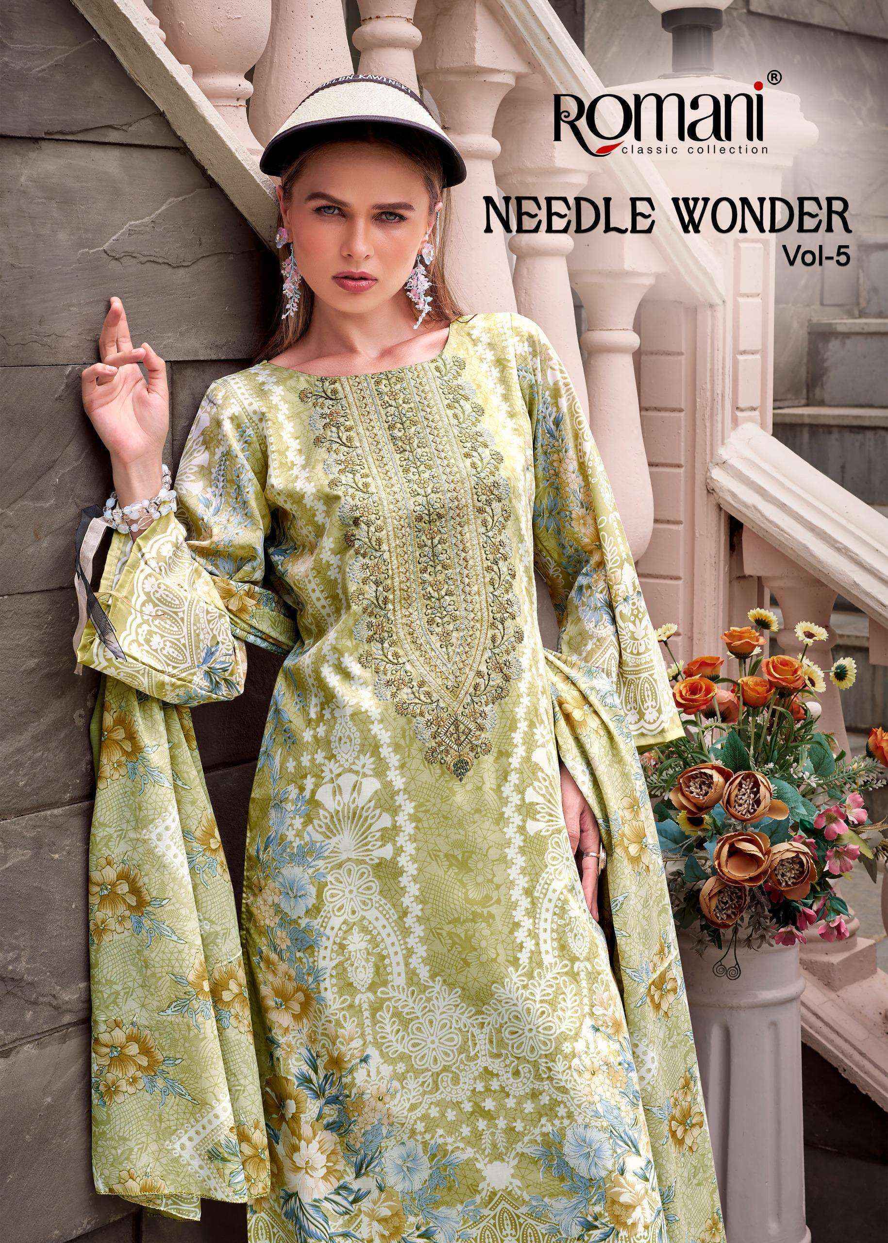 Romani Needle Wonder Vol 5 Cotton Salwar Kameez Wholesale Rate ( 8 Pcs Catalog )