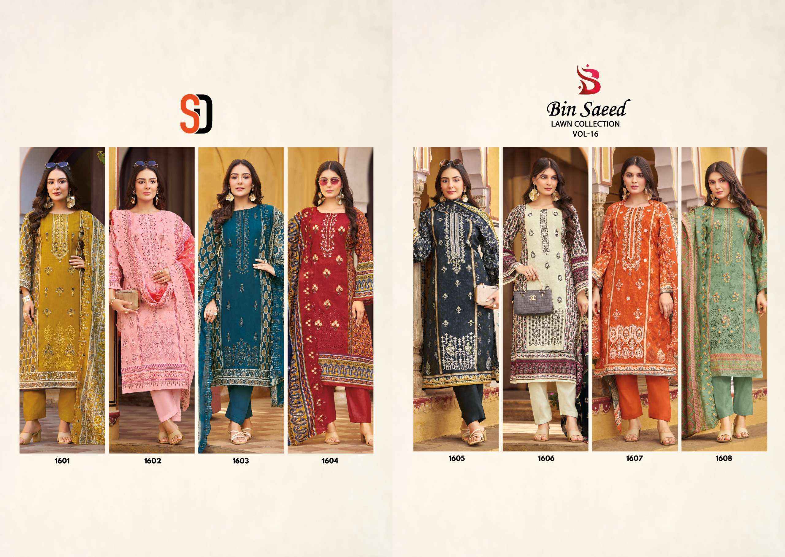 Shraddha Designer Bin Saeed Vol 16 Cotton Dress Material Surat Textile Bazaar ( 8 pcs Cataloge )