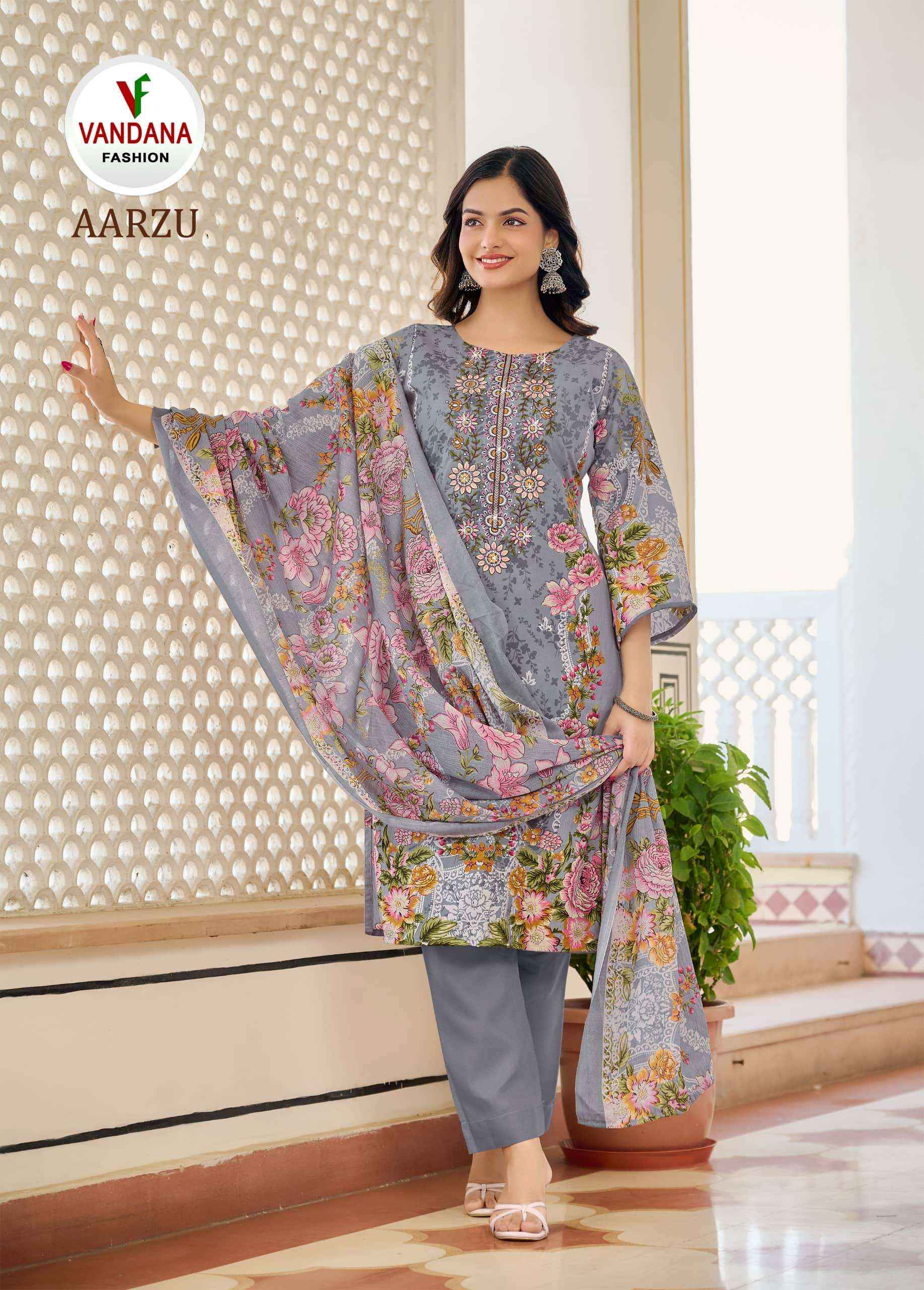 Vandana Fashion Aarzu Vol 3 Fancy Cotton Salwar Kameez Wholesale Rate ( 8 Pcs Catalog )