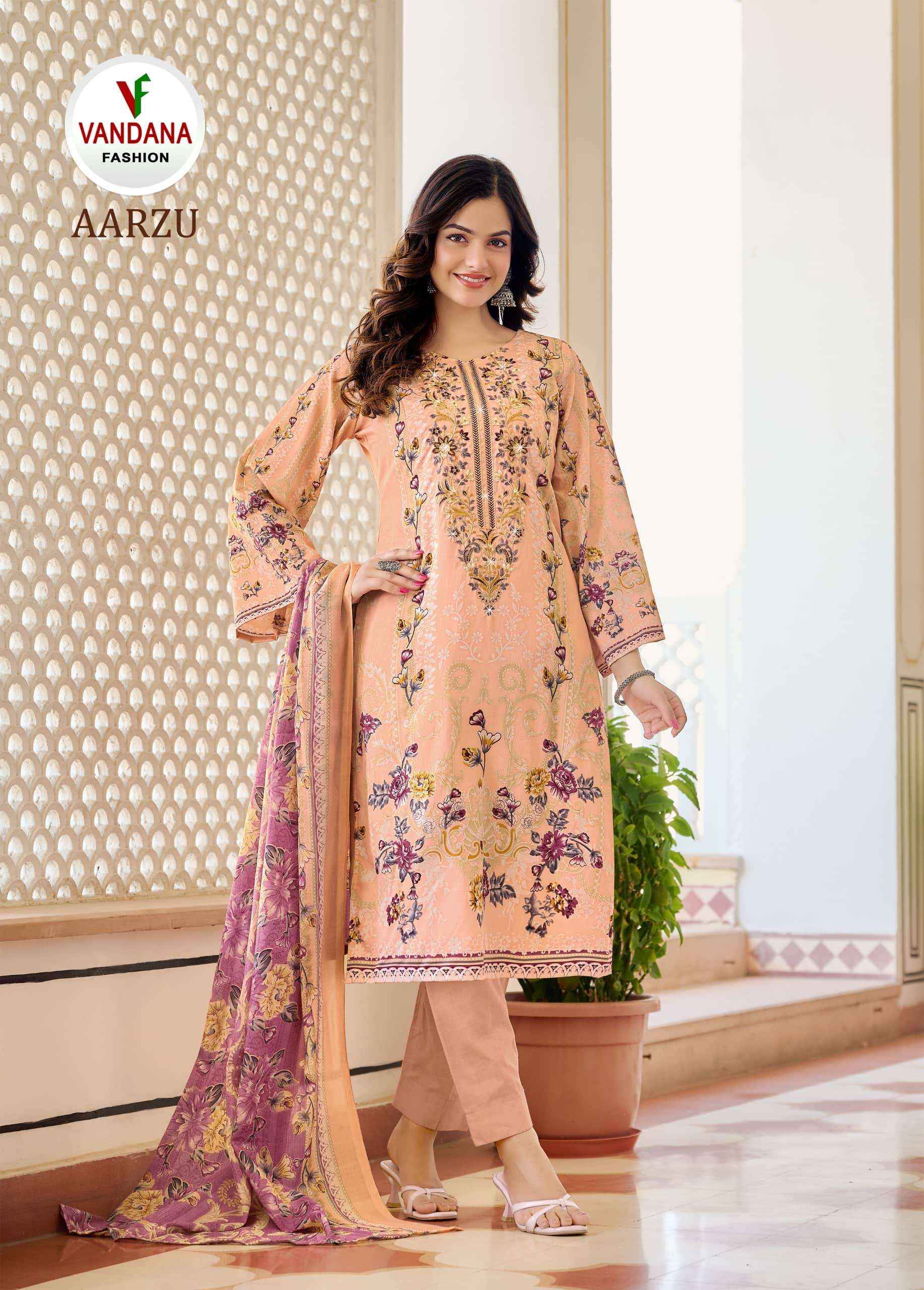 Vandana Fashion Aarzu Vol 3 Fancy Cotton Salwar Kameez Wholesale Rate ( 8 Pcs Catalog )