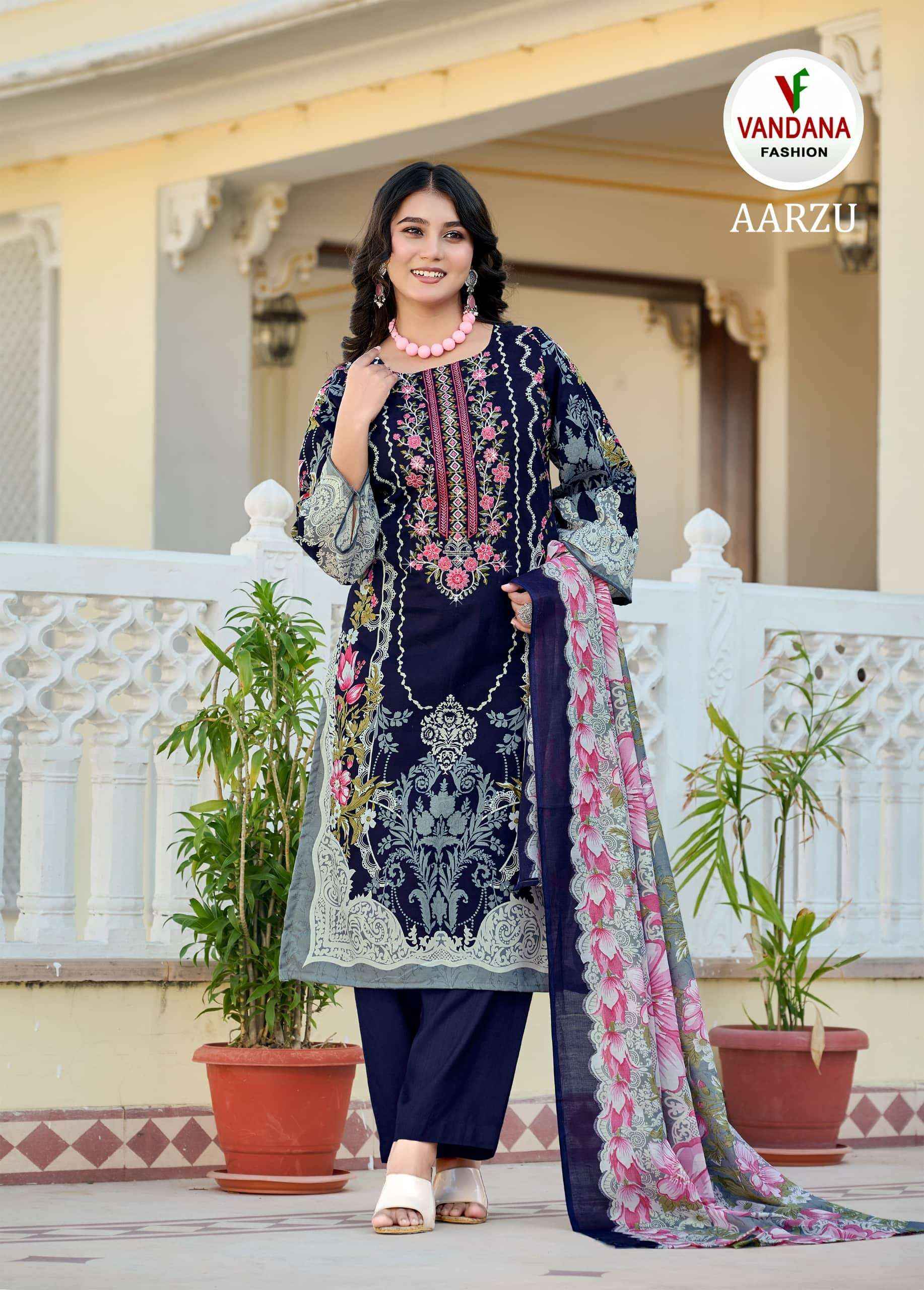 Vandana Fashion Aarzu Vol 3 Fancy Cotton Salwar Kameez Wholesale Rate ( 8 Pcs Catalog )