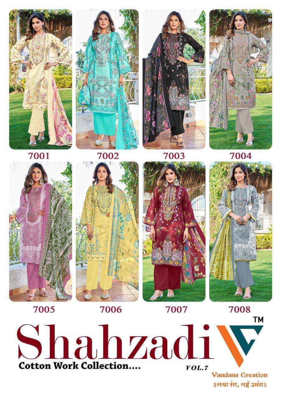 Vandana Fashion Shahzadi Vol 7 Unstitch Cotton Salwar Suit ( 8 Pcs Catalog )