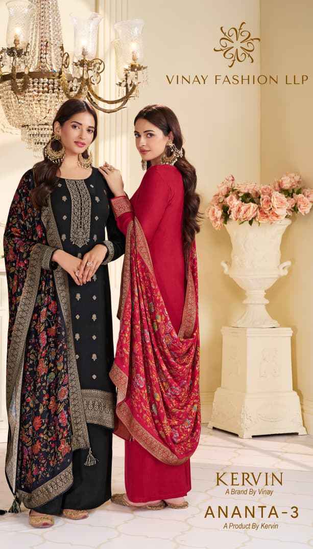 Vinay Fashion Kervin Ananta Vol 3 Pashmina Jacquard Salwar Kameez Wholesale Rate ( 6 Pcs Catalog )