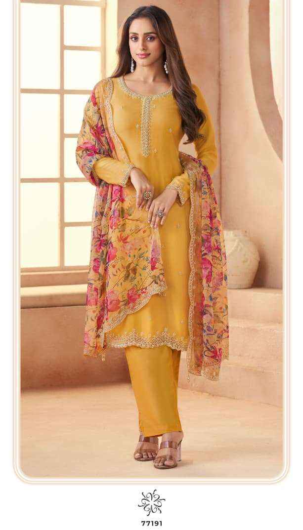Vinay Fashion Kuleesh Anmol Wedding Wear Organza Salwar Kameez Wholesale Rate ( 4 Pcs Catalog )