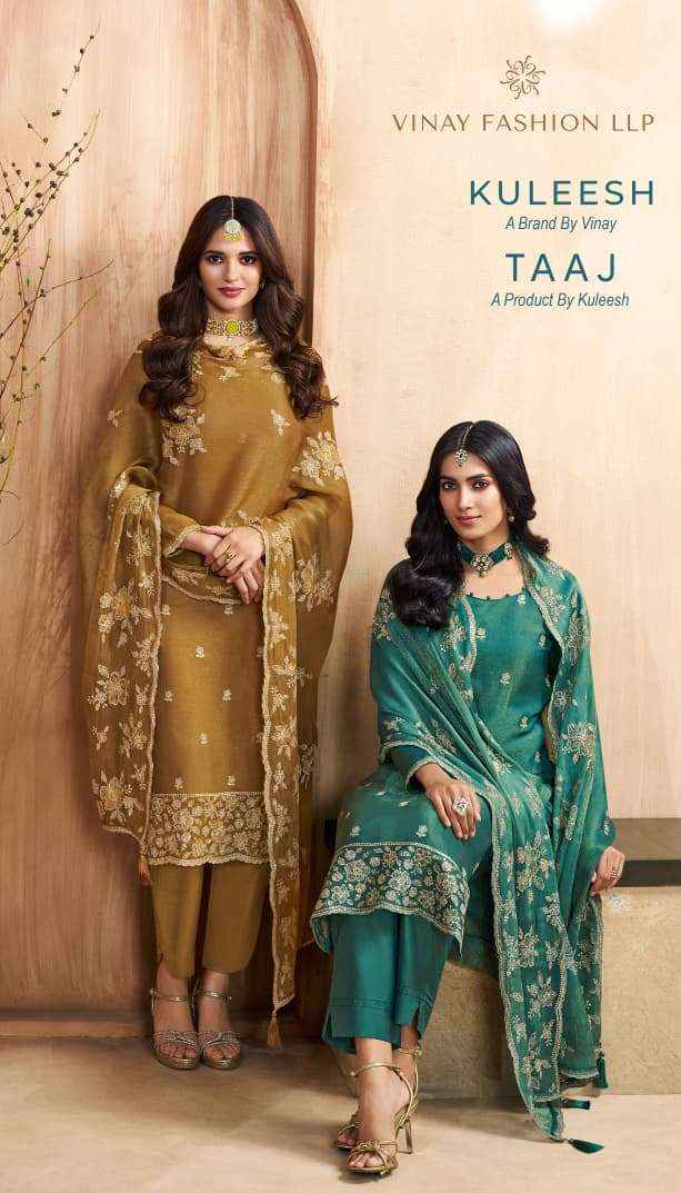 Vinay Fashion Kuleesh Taaj Fancy Silk Latest Ddesigns Salwar Suit Wholesale Rate ( 4 Pcs Catalog )