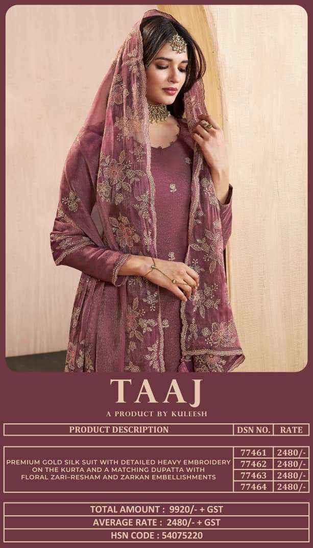 Vinay Fashion Kuleesh Taaj Fancy Silk Latest Ddesigns Salwar Suit Wholesale Rate ( 4 Pcs Catalog )
