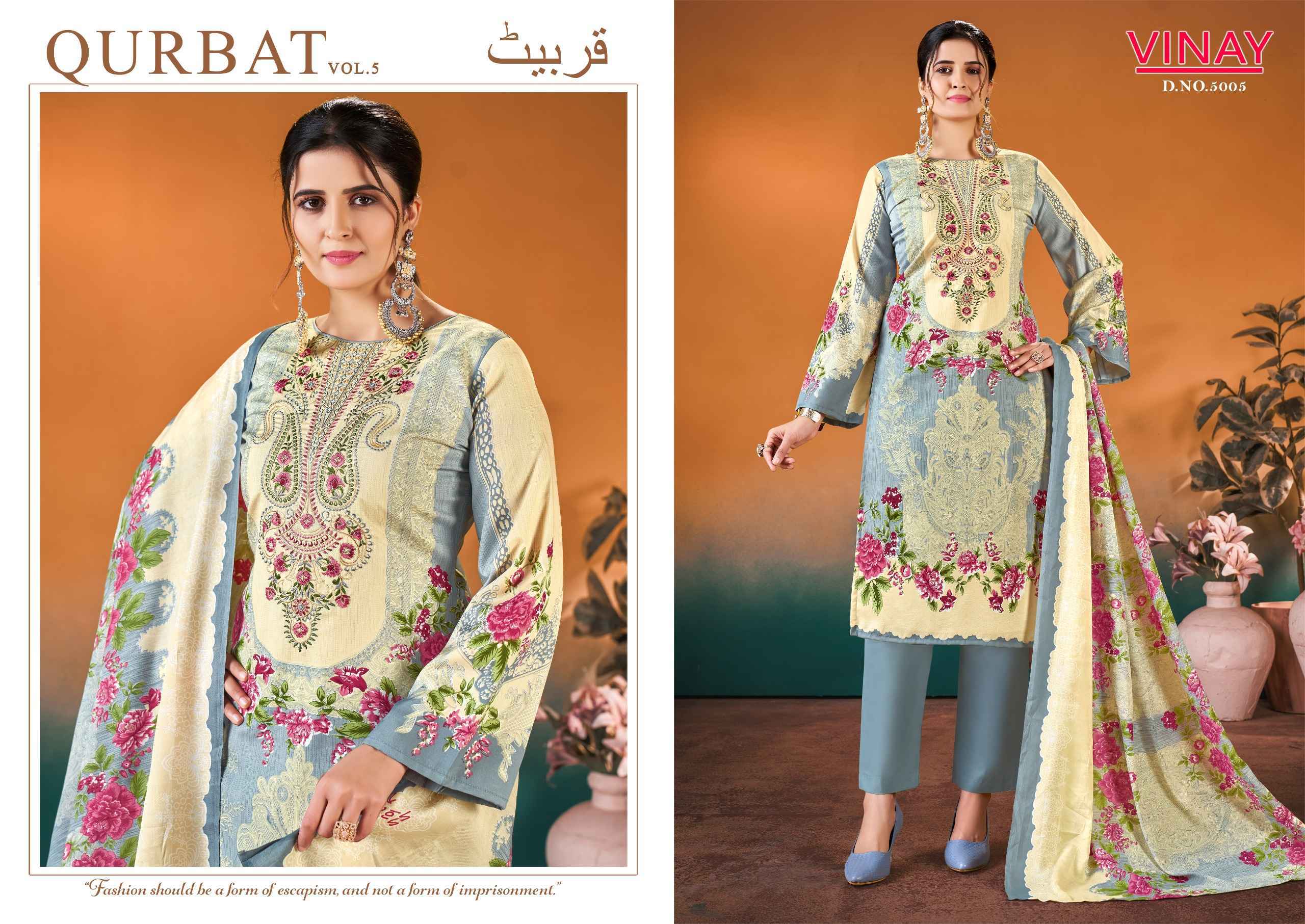 Vinay Qurbat Edition 5 Cotton Dress Material 8 pcs Catalogue