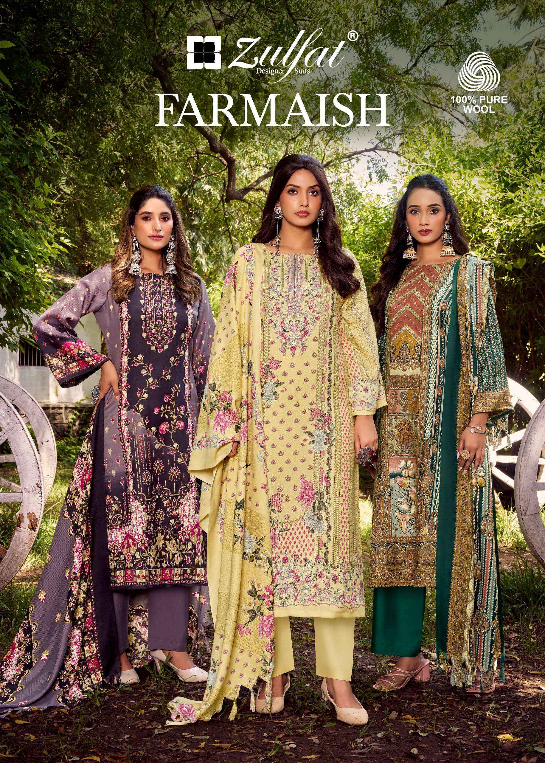 ZULFAT DESIGNER FARMAISH PASHMINA READYMADE SUITS WHOLESALE PRICE ( 6 PCS CATALOGUE )