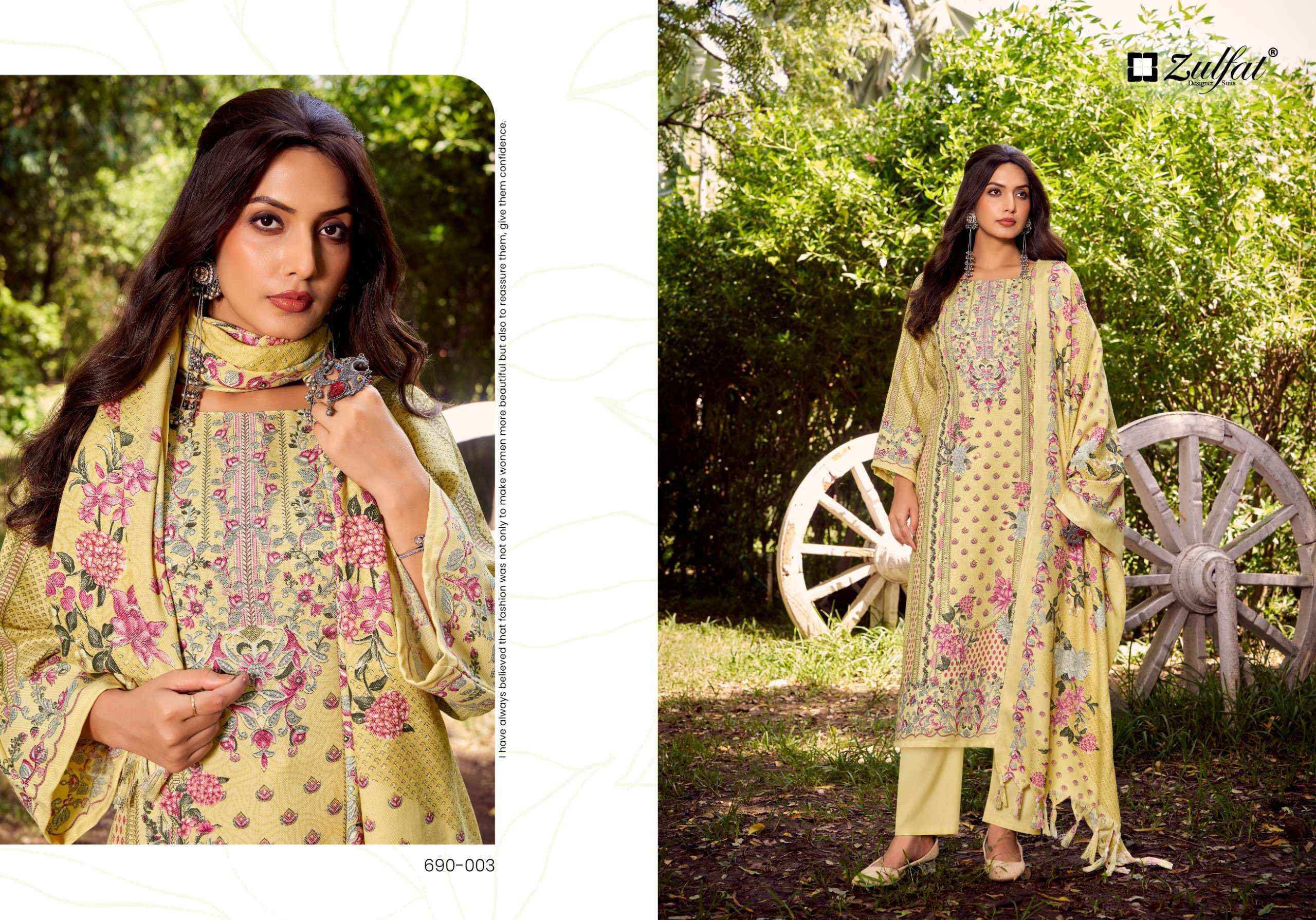ZULFAT DESIGNER FARMAISH PASHMINA READYMADE SUITS WHOLESALE PRICE ( 6 PCS CATALOGUE )