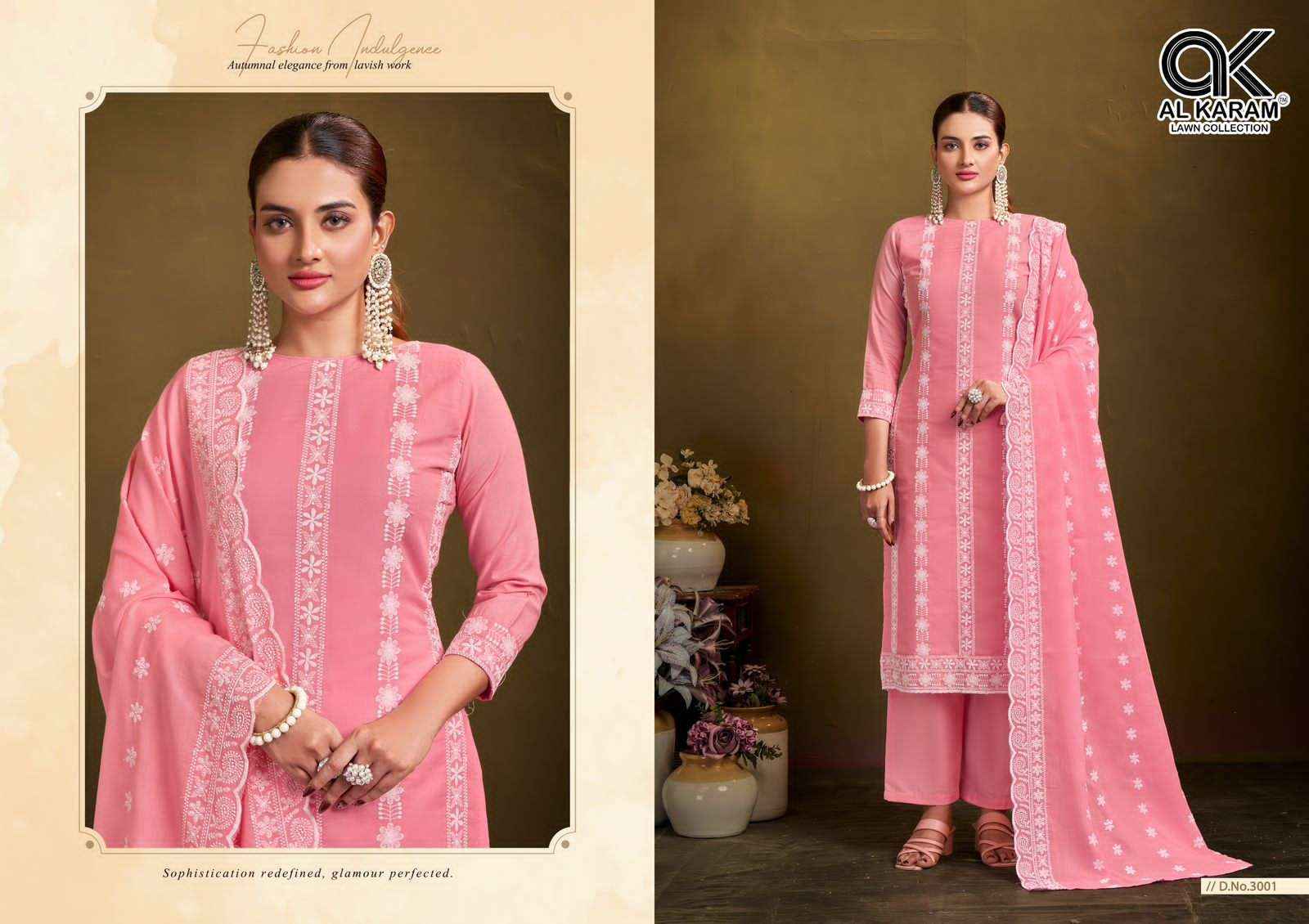 Al Karam Lahori Work Pure Cotton Dress Material Surat Kapda Wholesaler ( 4 Pcs Catalog )