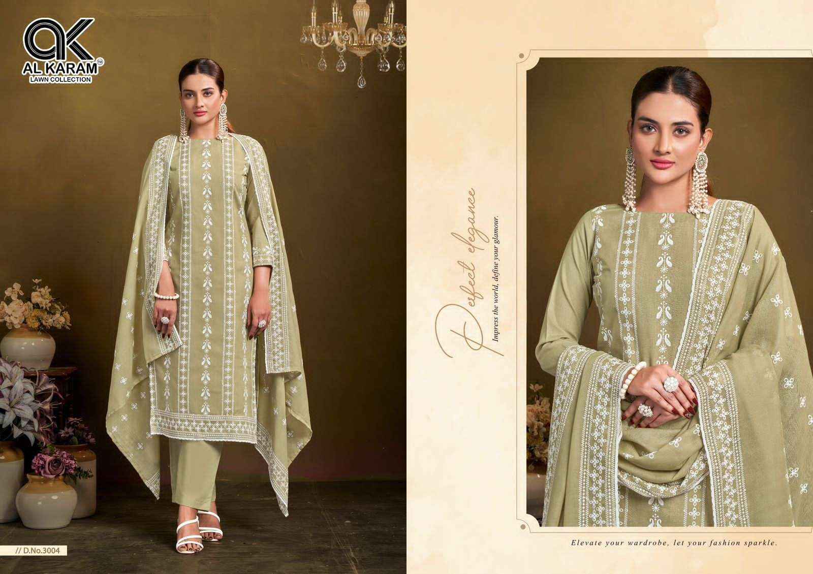 Al Karam Lahori Work Pure Cotton Dress Material Surat Kapda Wholesaler ( 4 Pcs Catalog )