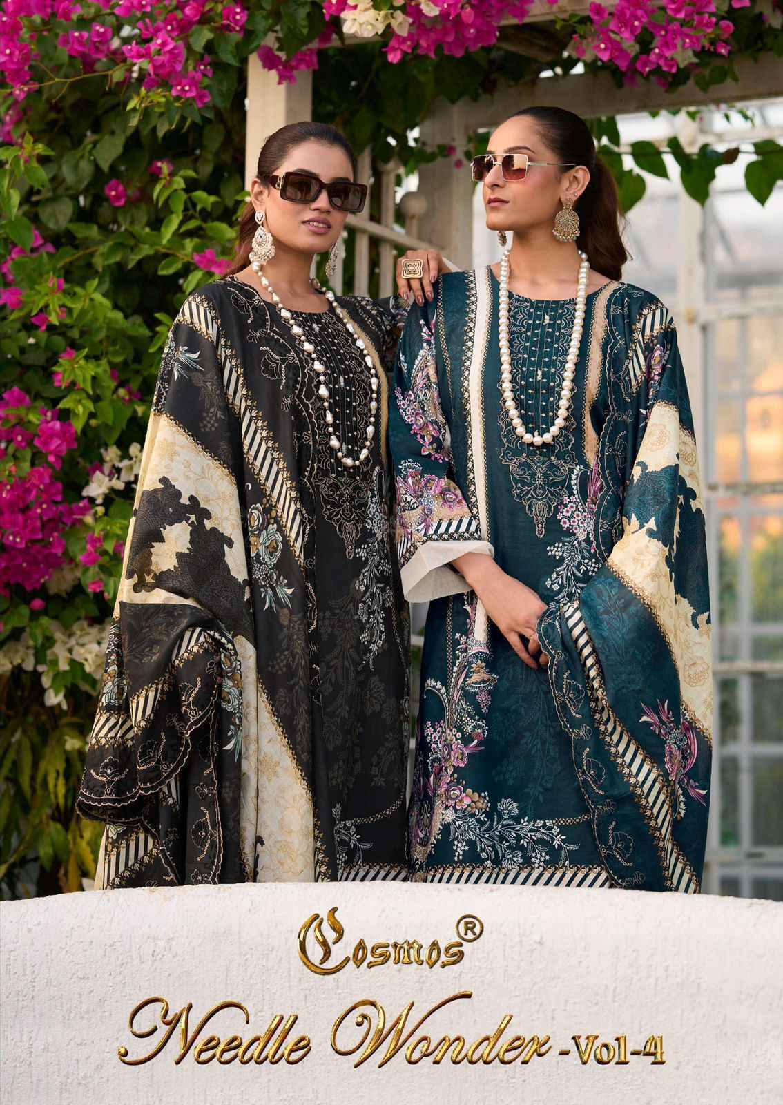 Cosmos Needle Wonder Vol 4 Lawn Cotton Salwar Kameez Wholesale Rate ( 8 Pcs Catalog )