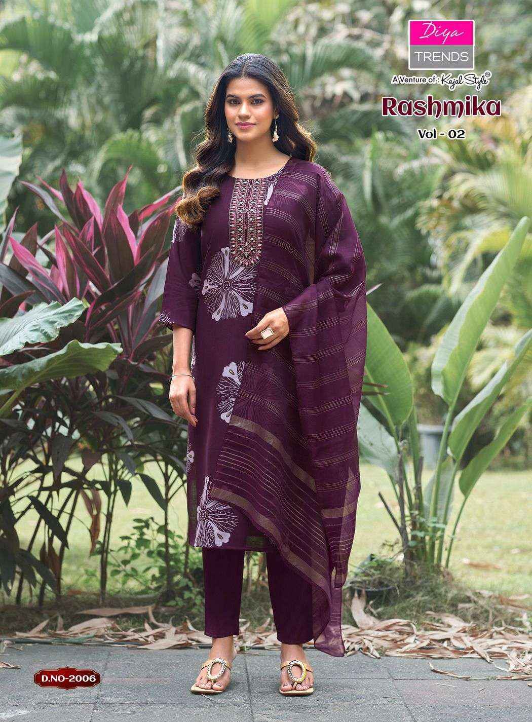 Diya Trends Rahsmika Vol 2 Exclusive Fancy 3 Piece Pair Wholesale Rate ( 8 Pcs Catalog )