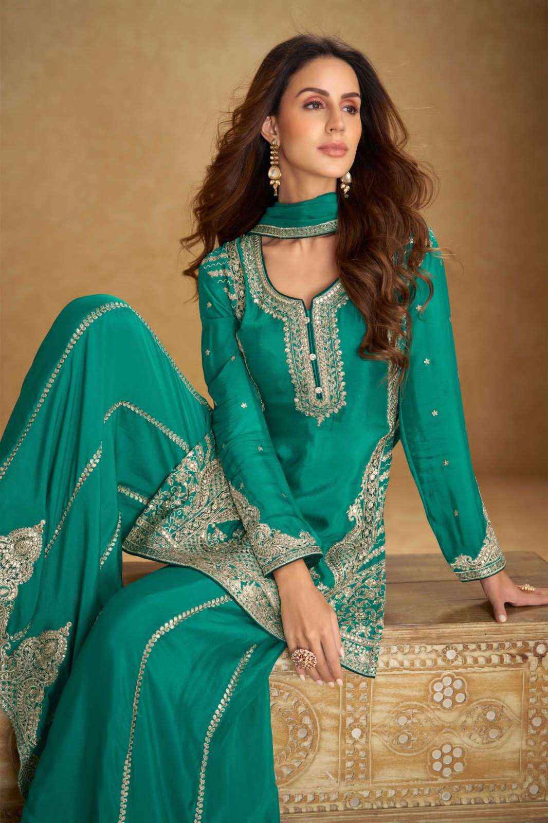 Gulkayra Nirvi 7609 To 7611 Partywear Designer Palazzo Suit Catalog Wholesale