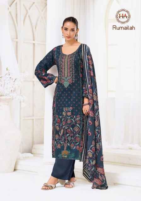 Harshit Fashion Rumailah Cambric Cotton Salwar Kameez Wholesale Rate ( 6 Pcs Catalog )