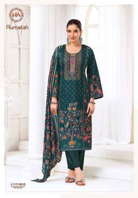 Harshit Fashion Rumailah Cambric Cotton Salwar Kameez Wholesale Rate ( 6 Pcs Catalog )