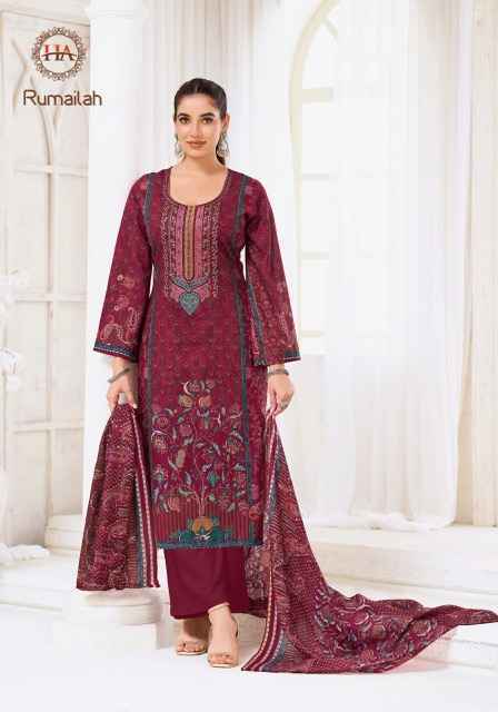 Harshit Fashion Rumailah Cambric Cotton Salwar Kameez Wholesale Rate ( 6 Pcs Catalog )