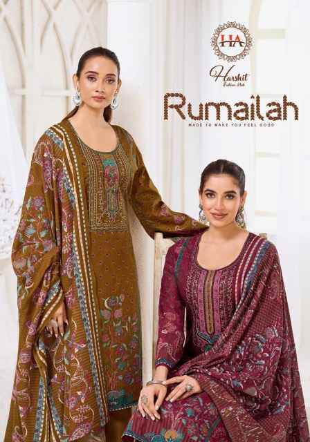 Harshit Fashion Rumailah Cambric Cotton Salwar Kameez Wholesale Rate ( 6 Pcs Catalog )
