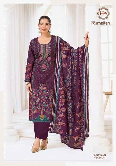 Harshit Fashion Rumailah Cambric Cotton Salwar Kameez Wholesale Rate ( 6 Pcs Catalog )