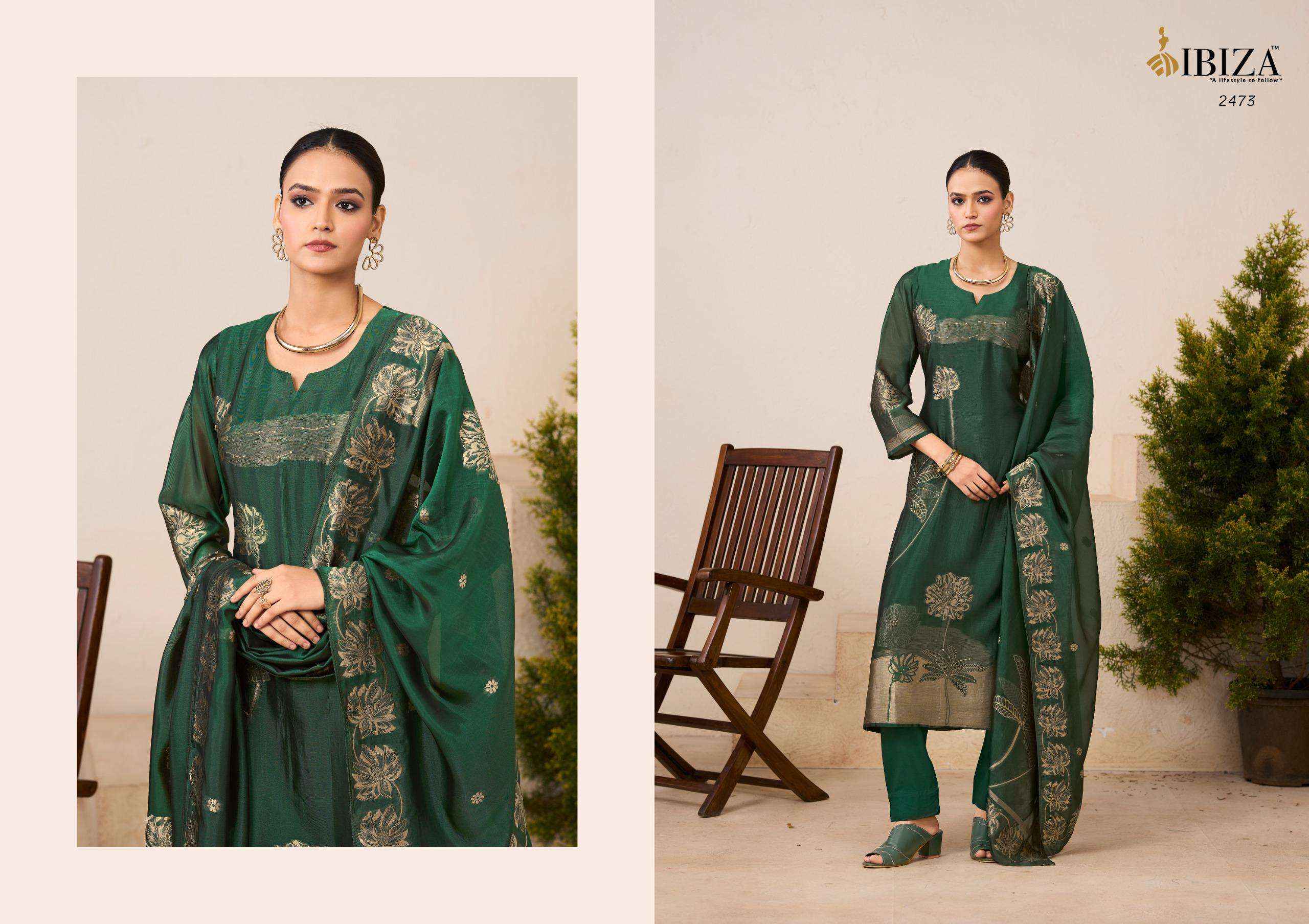 Ibiza Aroha Designer Jacquard Silk Partywear Style Dress Material Wholesale Collection ( 4 Pcs Catalog )
