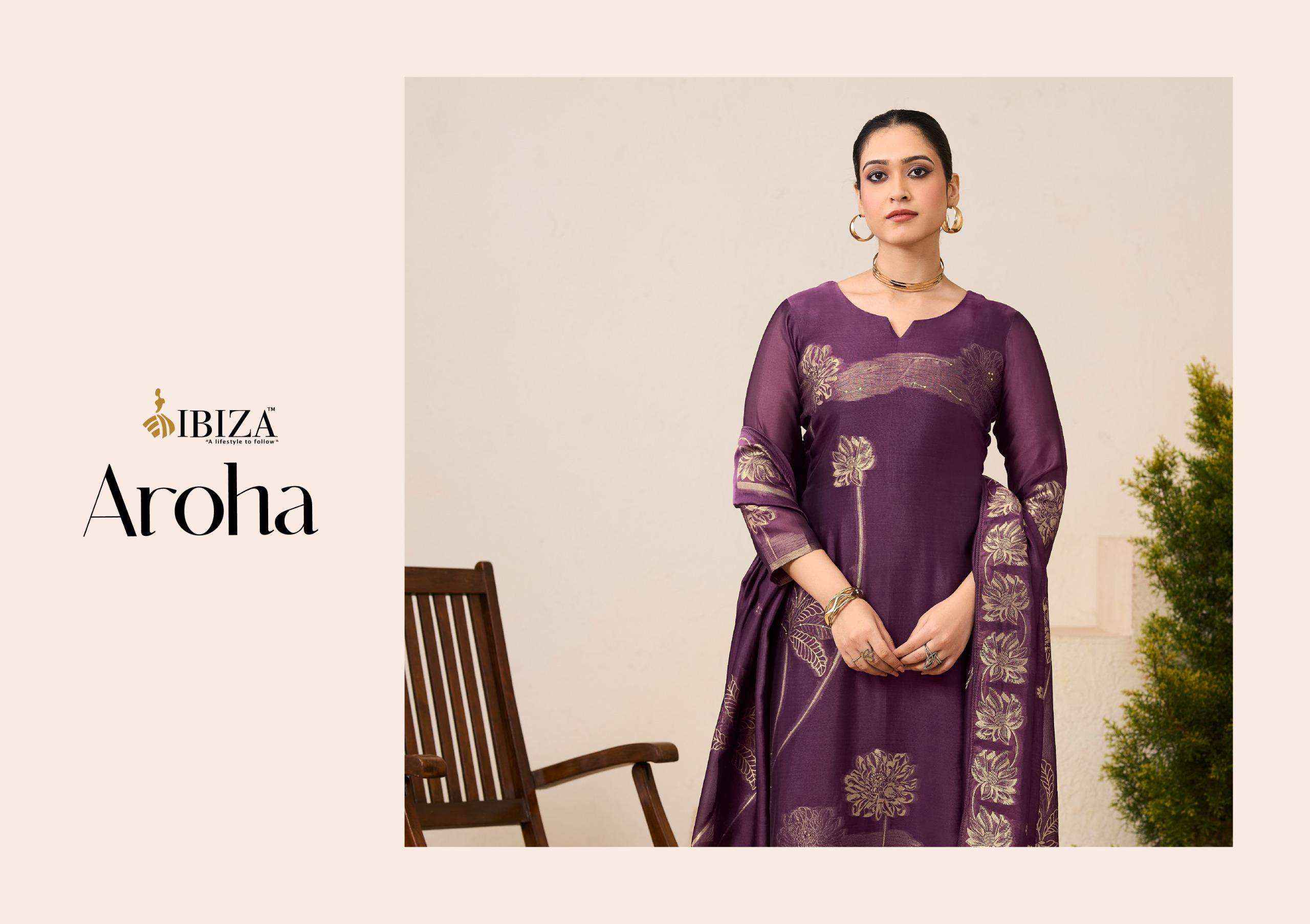 Ibiza Aroha Designer Jacquard Silk Partywear Style Dress Material Wholesale Collection ( 4 Pcs Catalog )