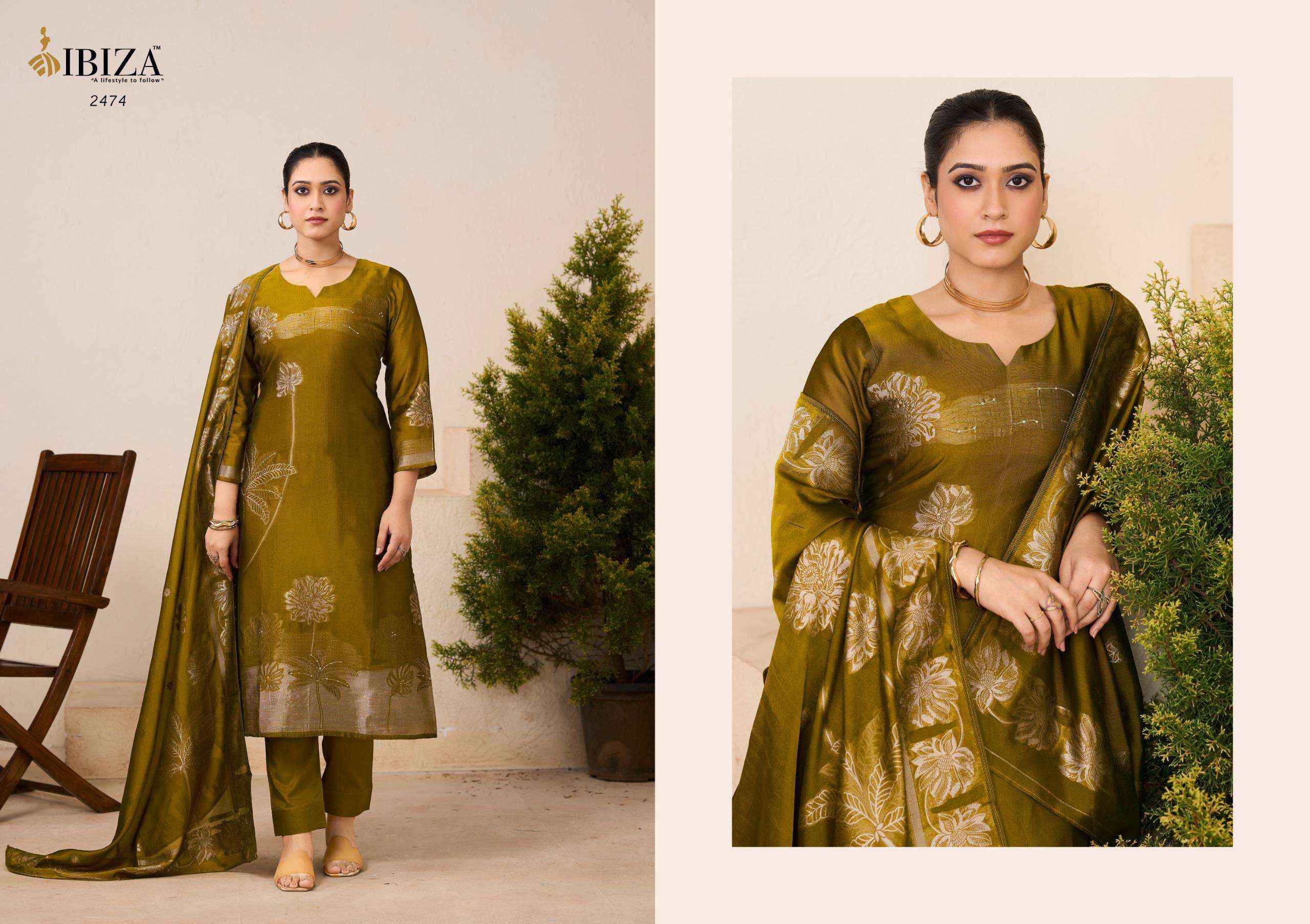 Ibiza Aroha Designer Jacquard Silk Partywear Style Dress Material Wholesale Collection ( 4 Pcs Catalog )